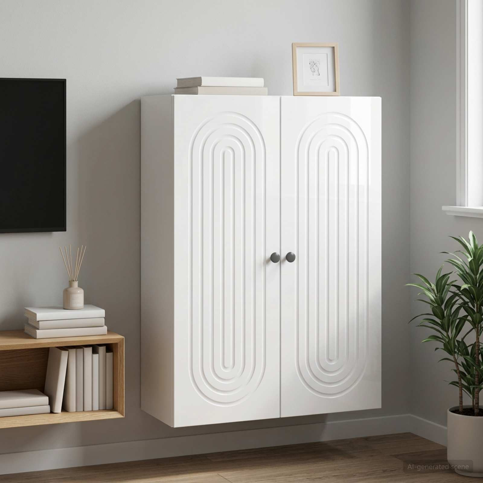 vidaXL Wandschrank Hochglanz Weiß 66 x 34,5 x 90 cm Holzwerkstoff
