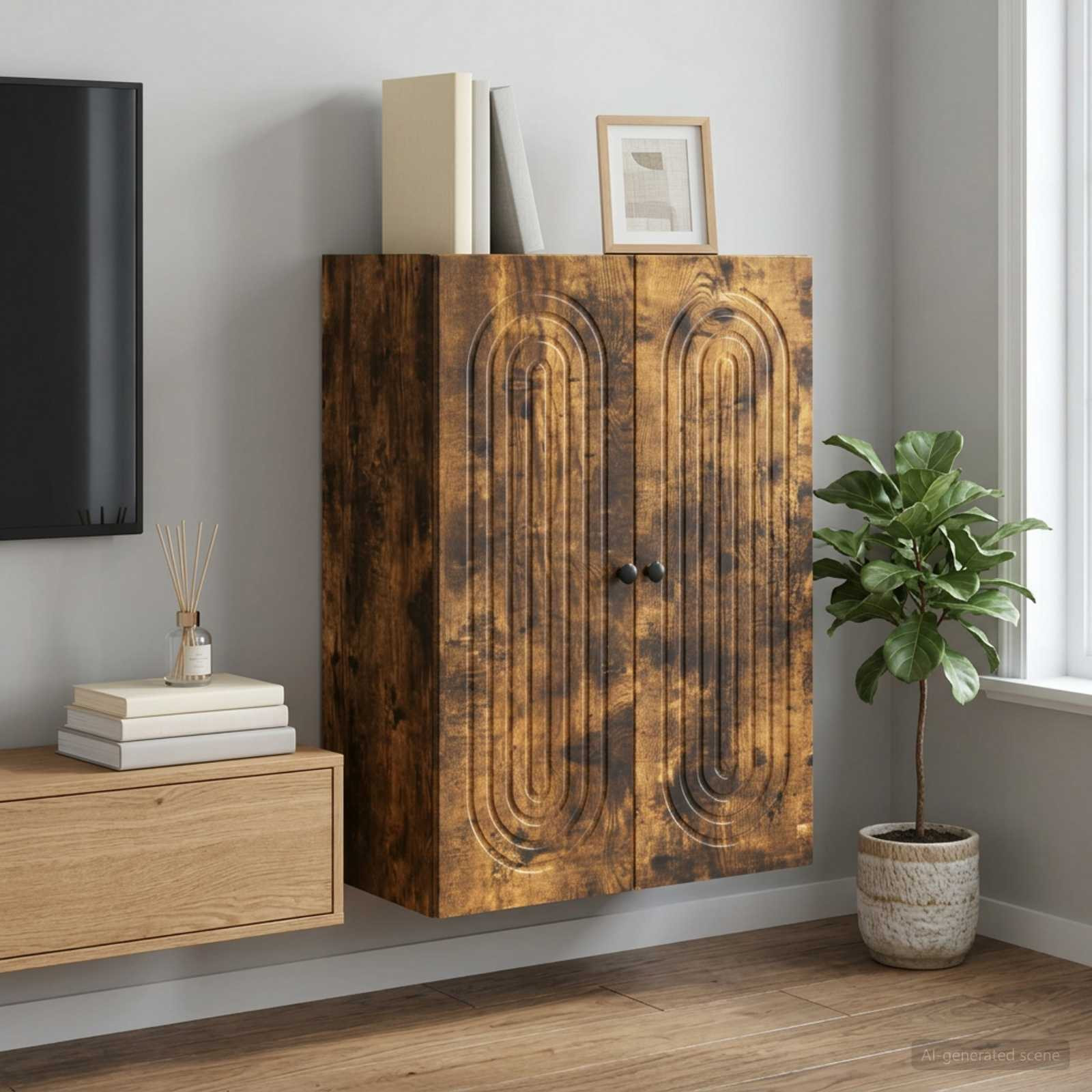 vidaXL Wandschrank Geräucherte Eiche 66 x 34,5 x 90 cm Holzwerkstoff