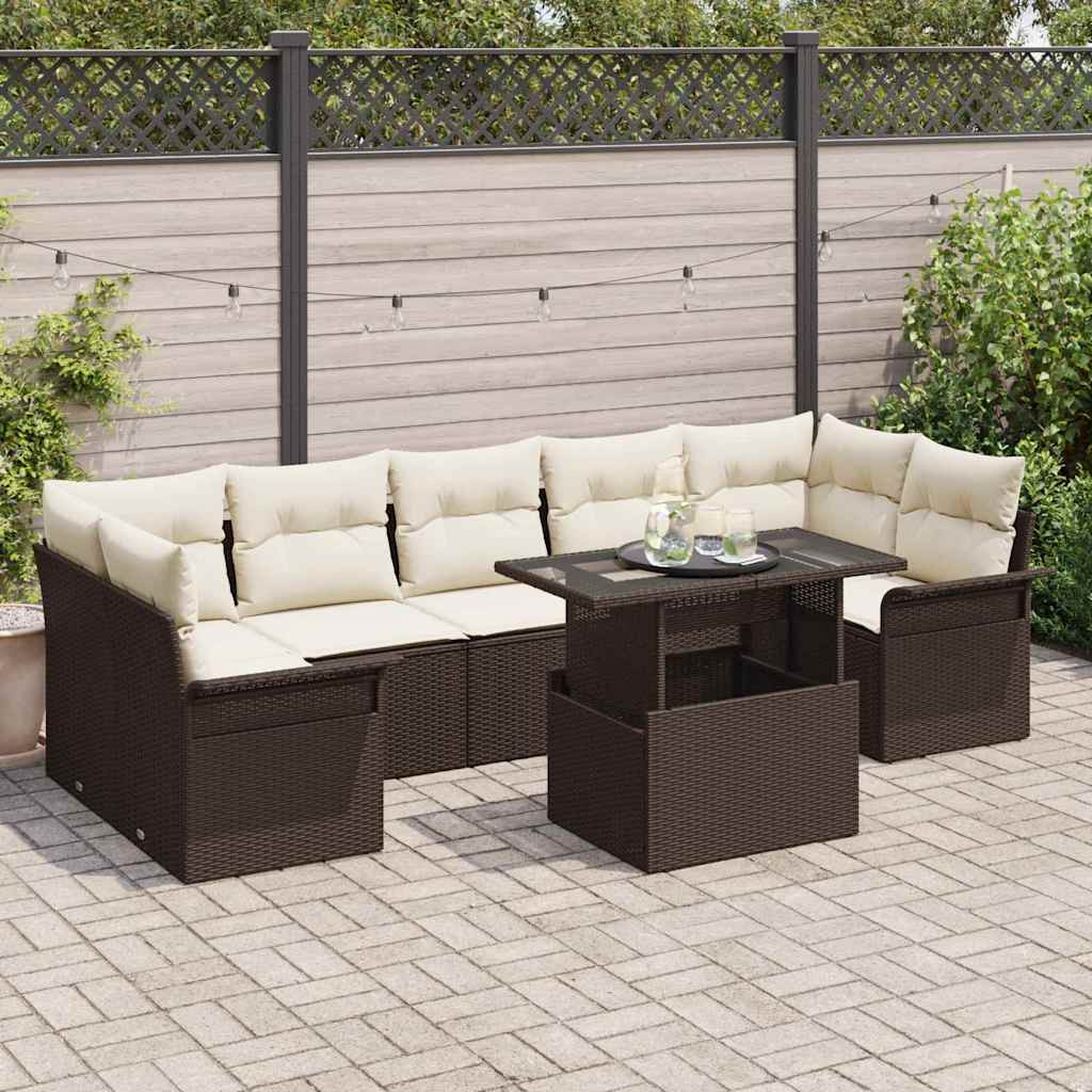 vidaXL Gartensofa-set mit Kissen 8 pcs Braun Poly-Rattan