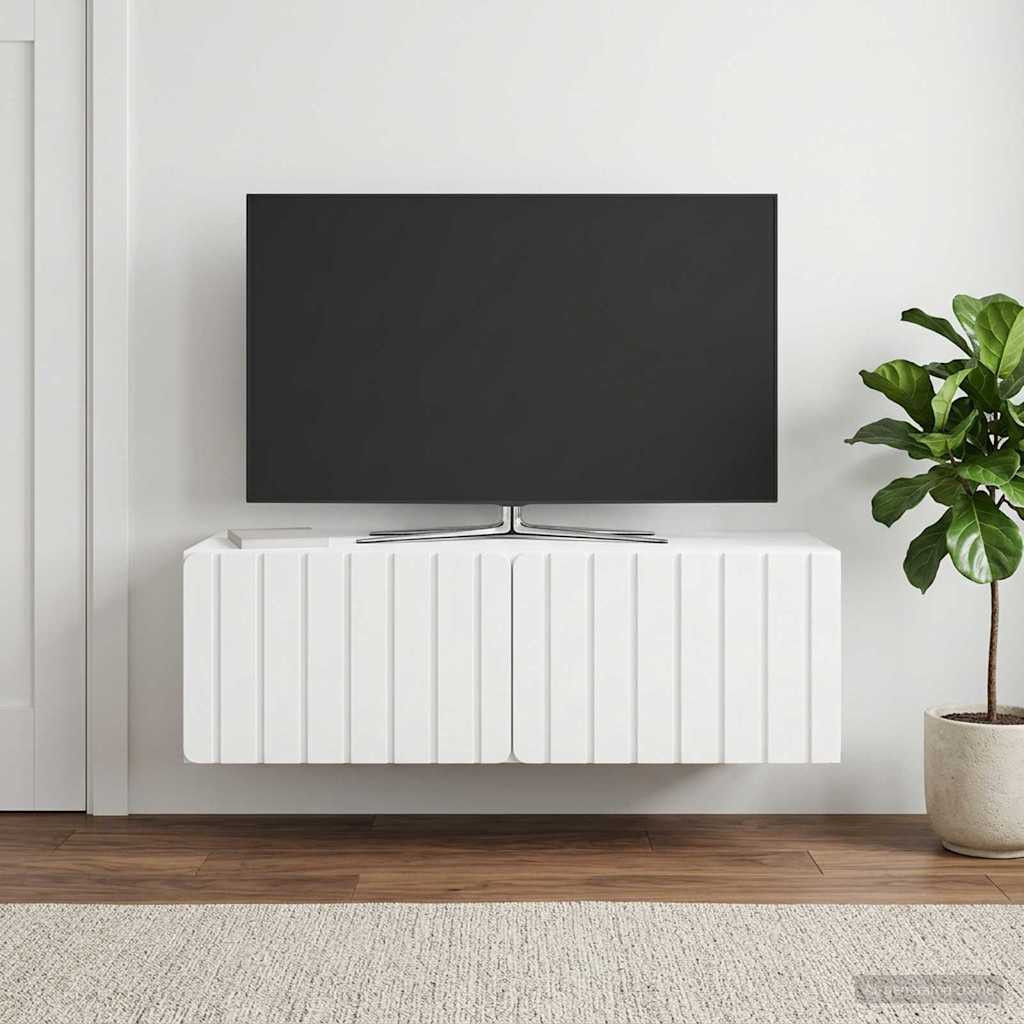 vidaXL Wandmontierter TV-Schrank 98 x 41 x 30 cm Weiß Holzwerkstoff