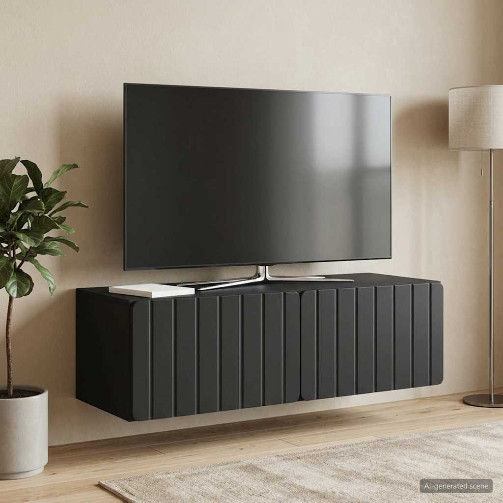 vidaXL Wandmontierter TV-Schrank 98 x 41 x 30 cm Schwarz Holzwerkstoff