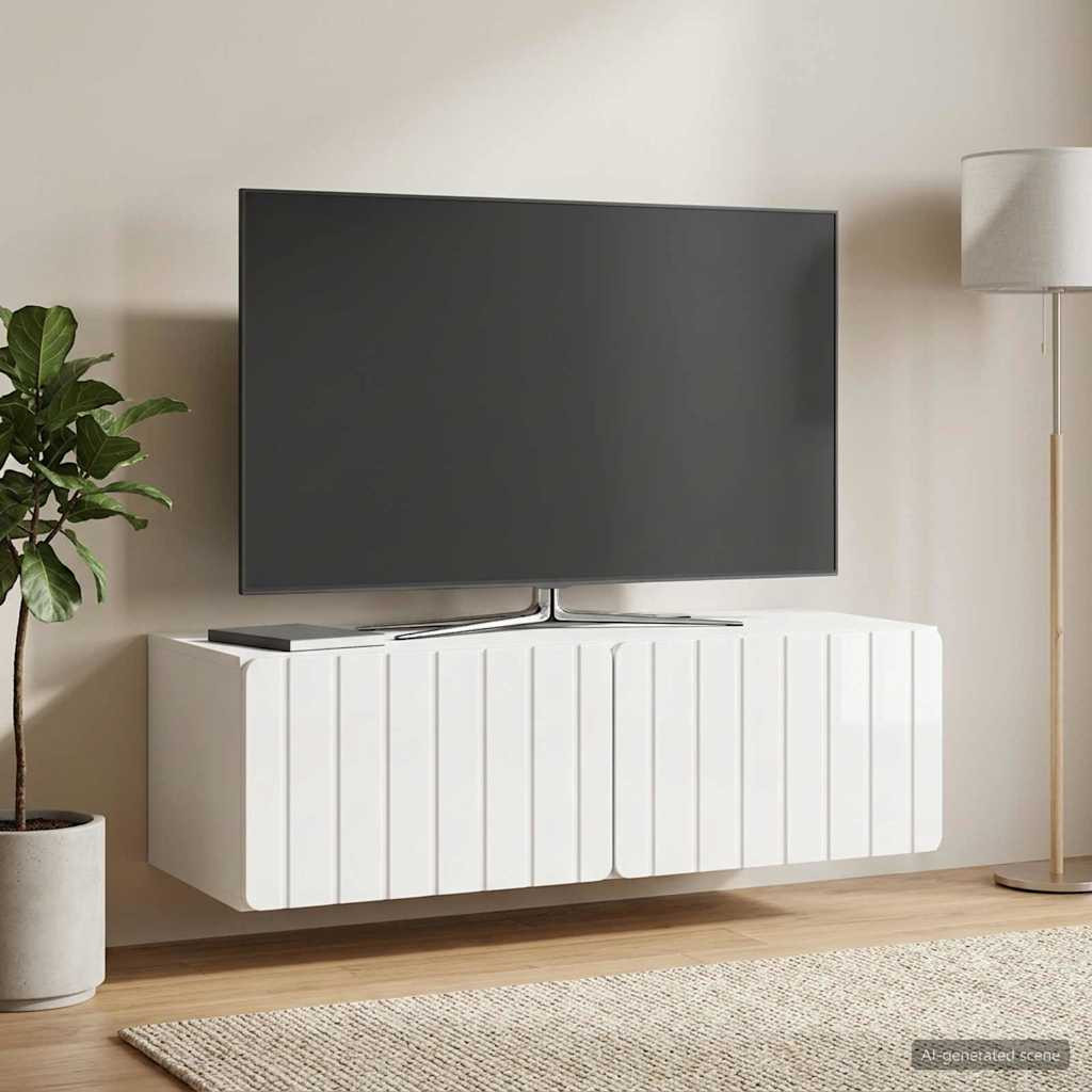 vidaXL Wandmontierter TV-Schrank 98 x 41 x 30 cm Hochglanz Weiß