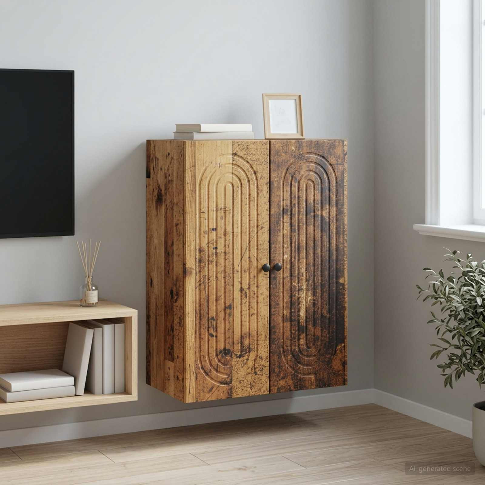 vidaXL Wandschrank Altholz 66 x 34,5 x 90 cm Holzwerkstoff