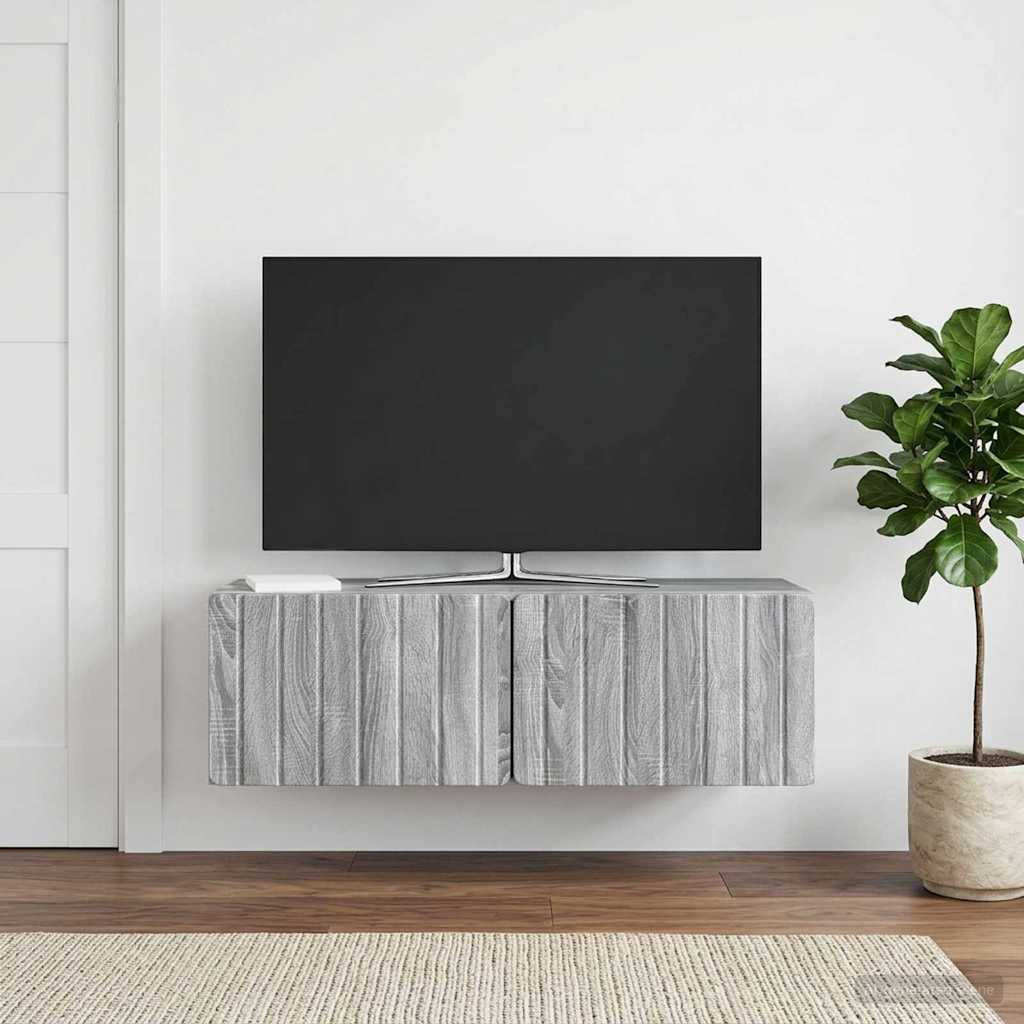 vidaXL Wandmontierter TV-Schrank 98 x 41 x 30 cm Sonoma-Grau