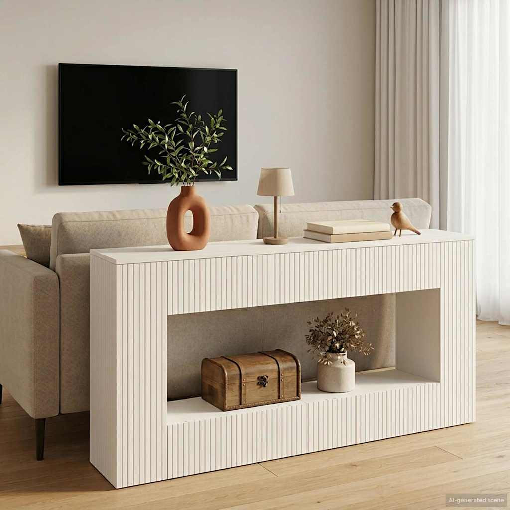 vidaXL Konsolentisch Gestreift Weiß 155 x 29 x 74 cm Holzwerkstoff