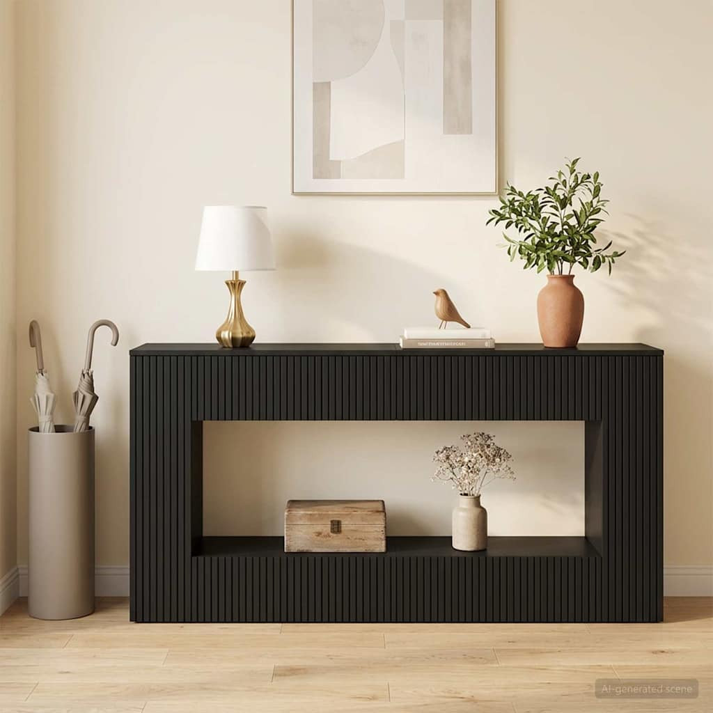 vidaXL Konsolentisch Gestreift Schwarz 155 x 29 x 74 cm Holzwerkstoff