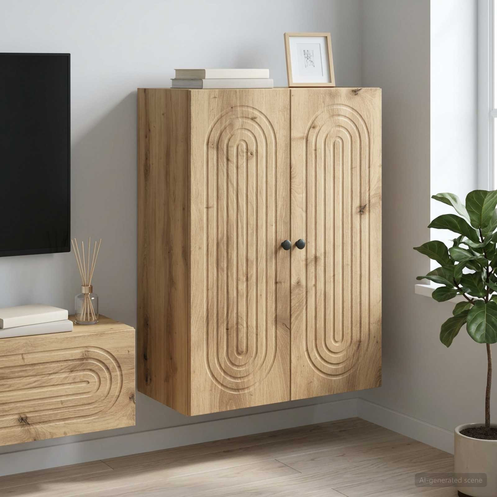 vidaXL Wandschrank 66 x 34,5 x 90 cm Holzwerkstoff Artisan-Eiche