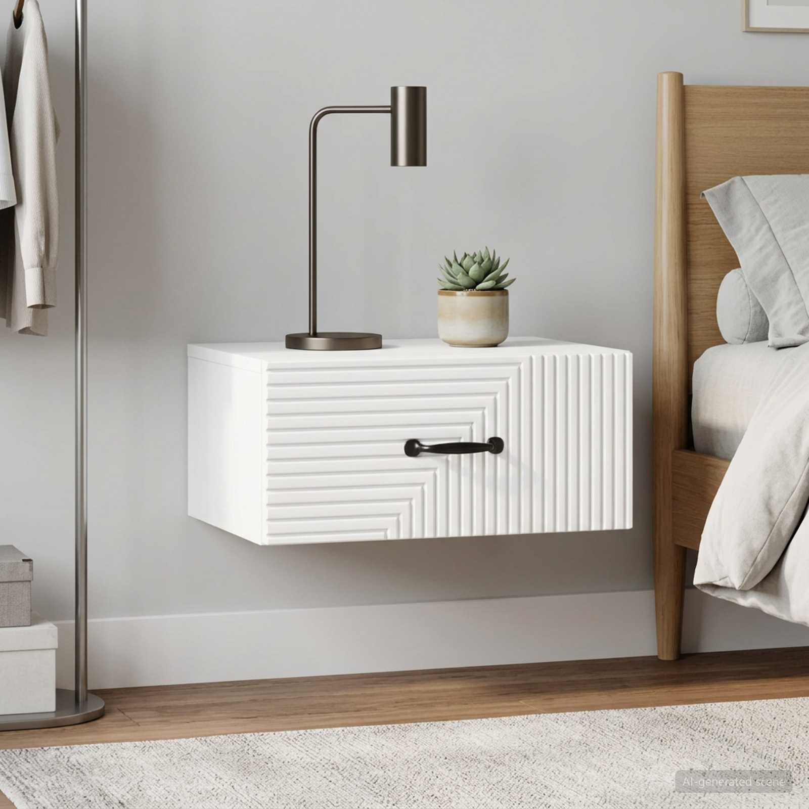 vidaXL Wandmontierter Nachttisch 2 pcs Hochglanz Weiß Holzwerkstoff