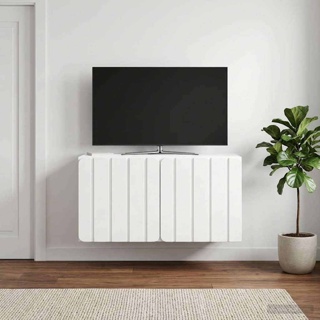 vidaXL Wandmontierter TV-Schrank 59,5 x 31 x 30 cm Weiß Holzwerkstoff