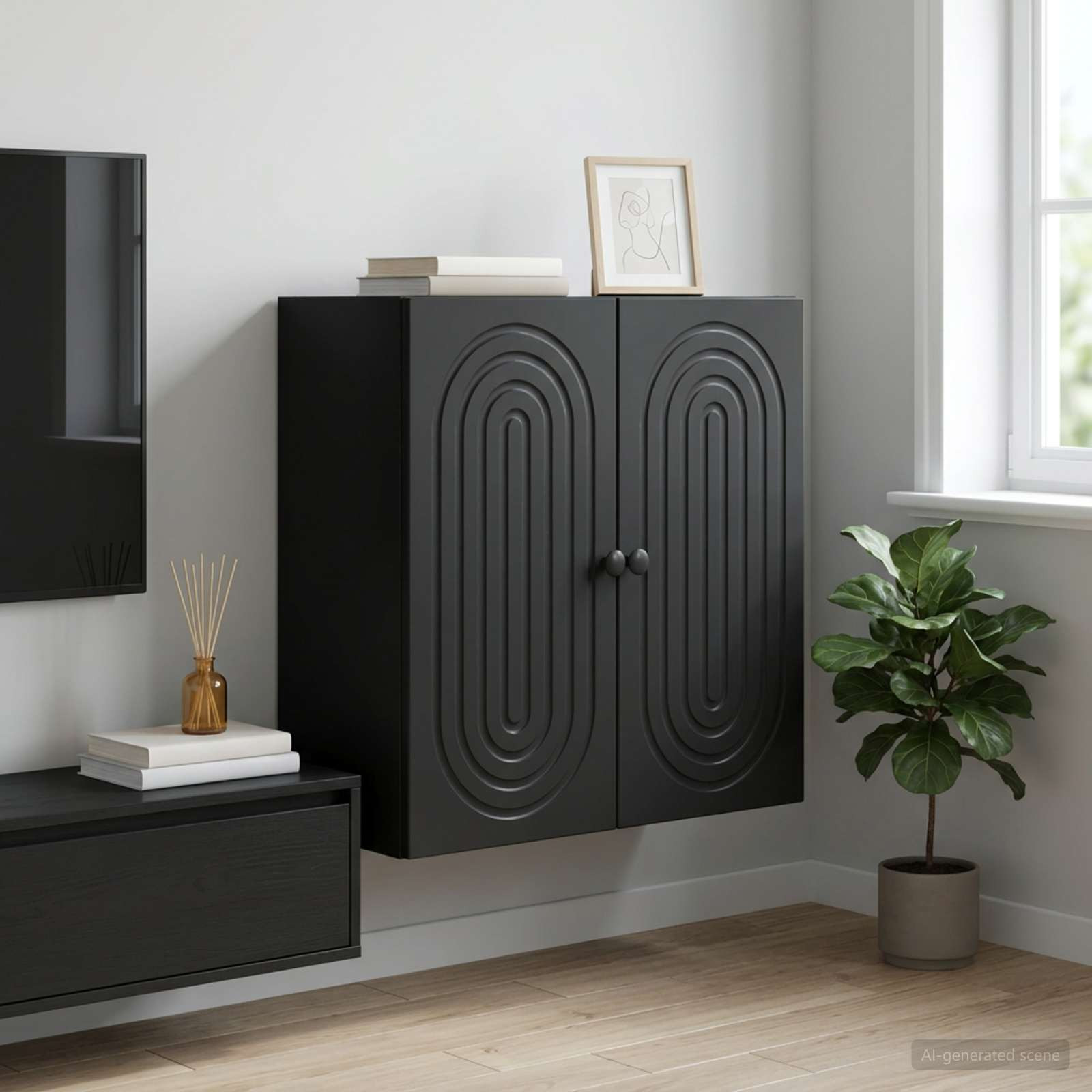 vidaXL Wandschrank Schwarz 59 x 31 x 60 cm Holzwerkstoff