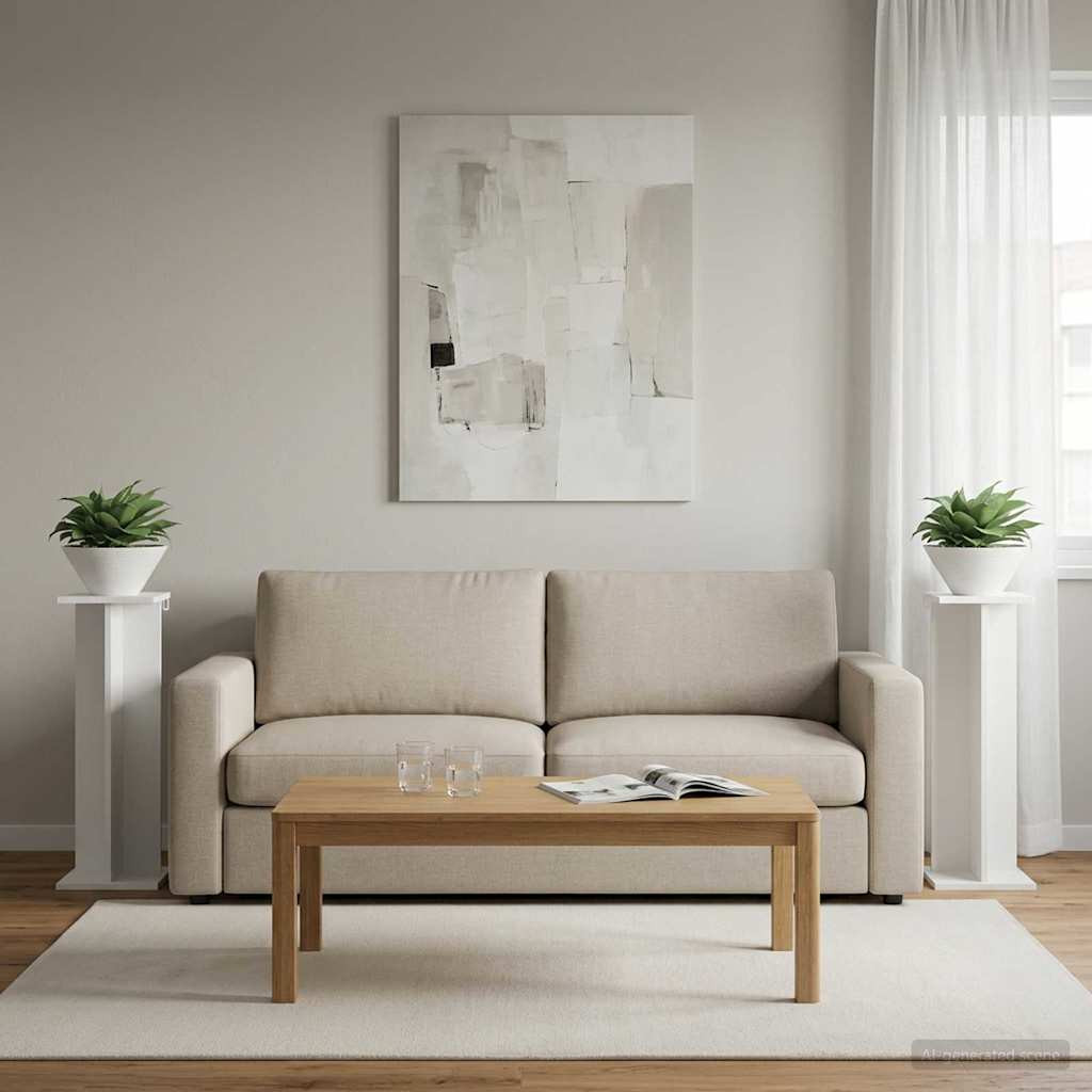 vidaXL Pflanzenständer 2 stk. Weiß 25 x 25,5 x 80,5 cm Holzwerkstoff