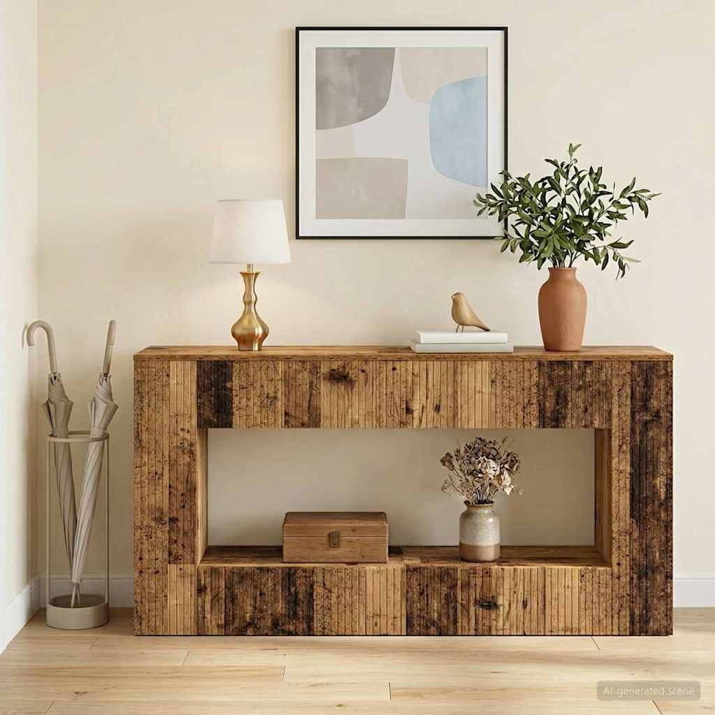 vidaXL Konsolentisch Gestreift Altholz 155 x 29 x 74 cm Holzwerkstoff