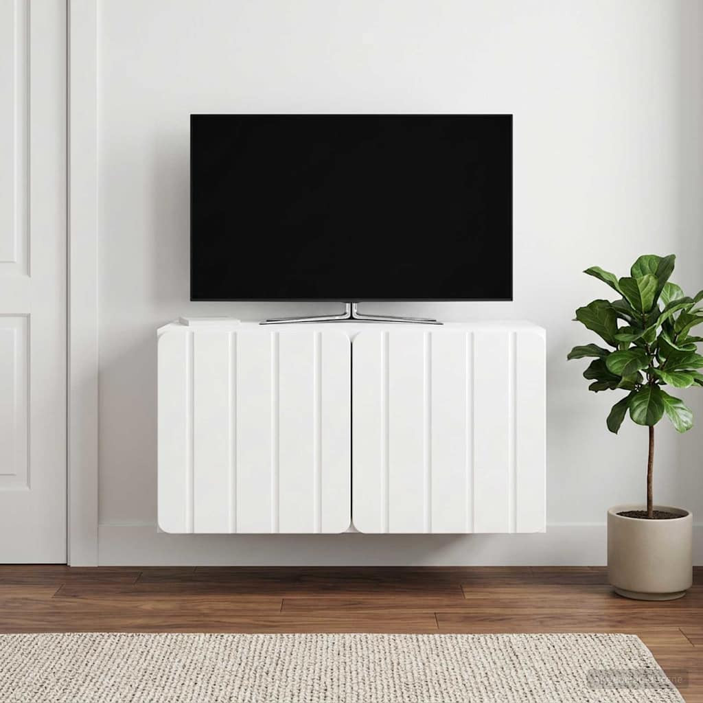 vidaXL Wandmontierter TV-Schrank 59,5 x 31 x 30 cm Hochglanz Weiß