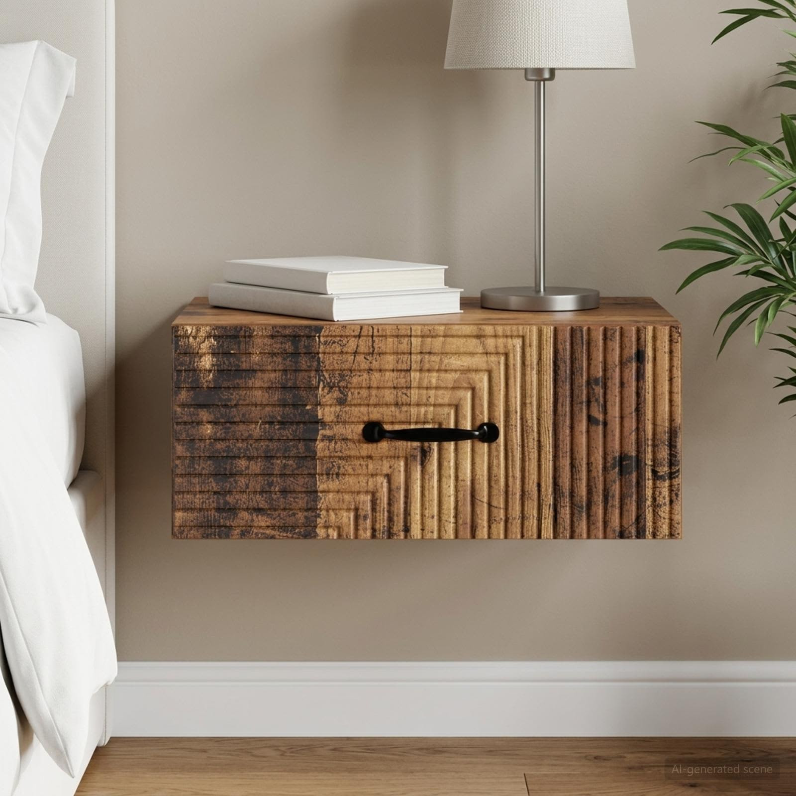 vidaXL Wandmontierter Nachttisch Altholz 49 x 34,5 x 20 cm