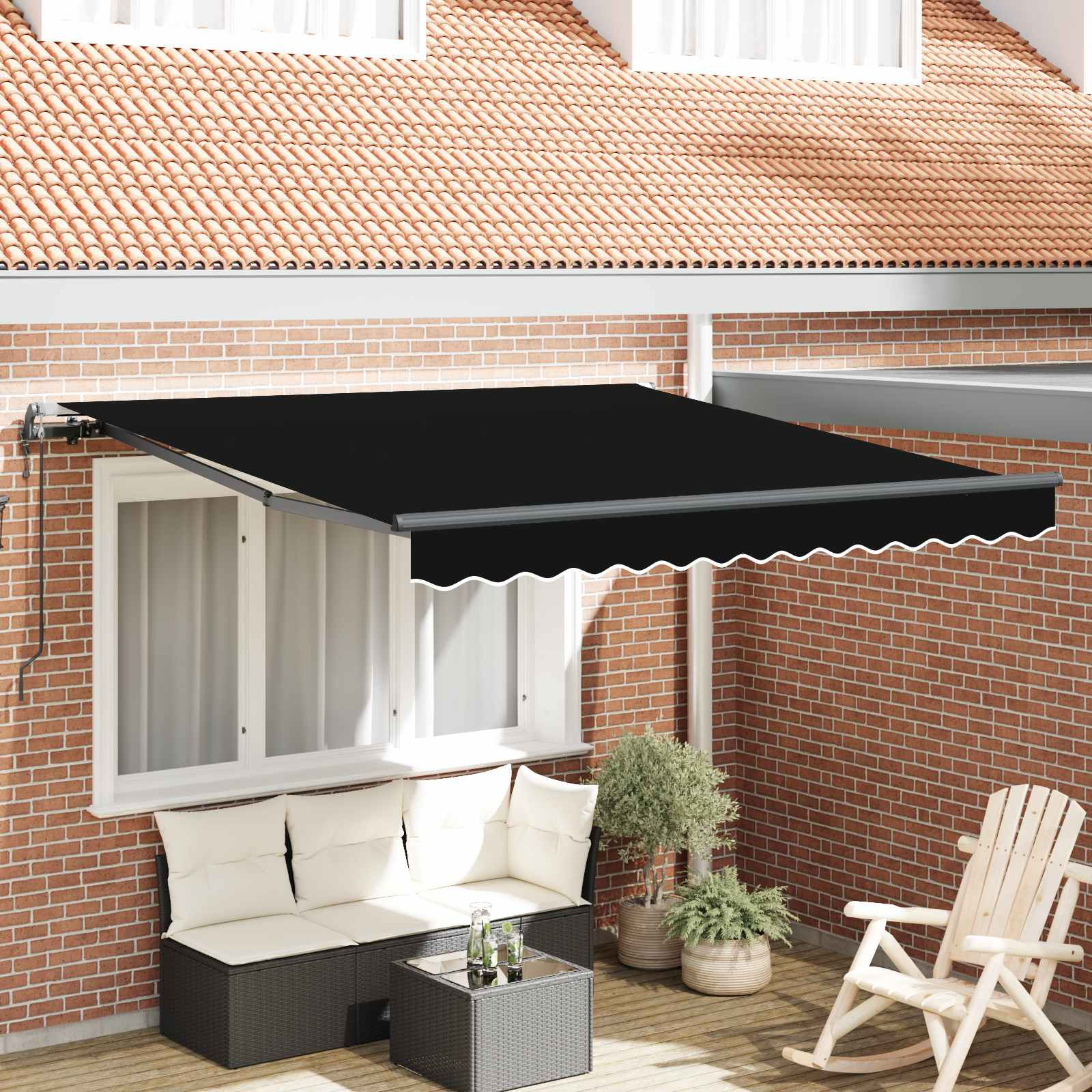 vidaXL Ausziehbare Markise Schwarz 350 x 250 cm Stoff und Aluminium