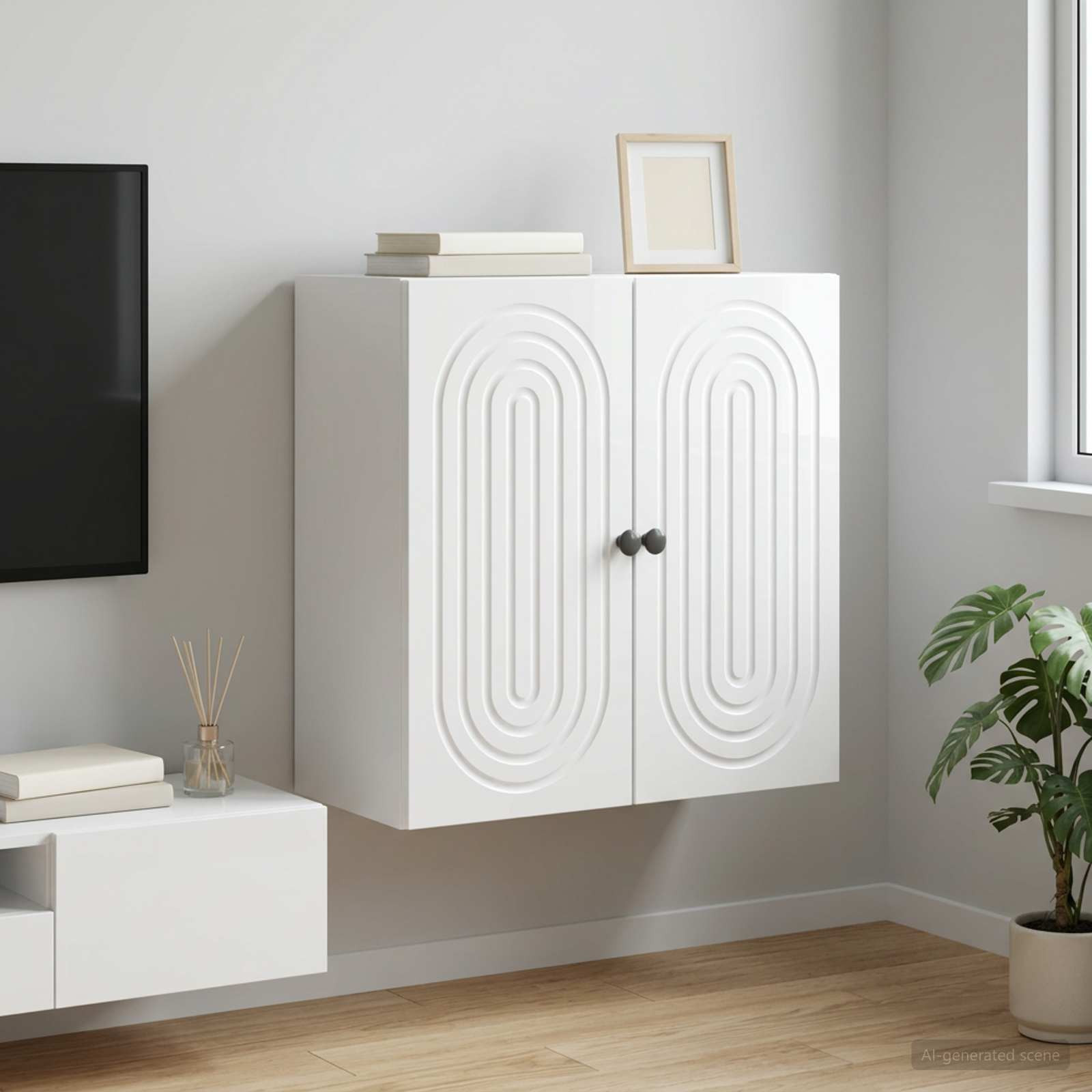 vidaXL Wandschrank Hochglanz Weiß 59 x 31 x 60 cm Holzwerkstoff