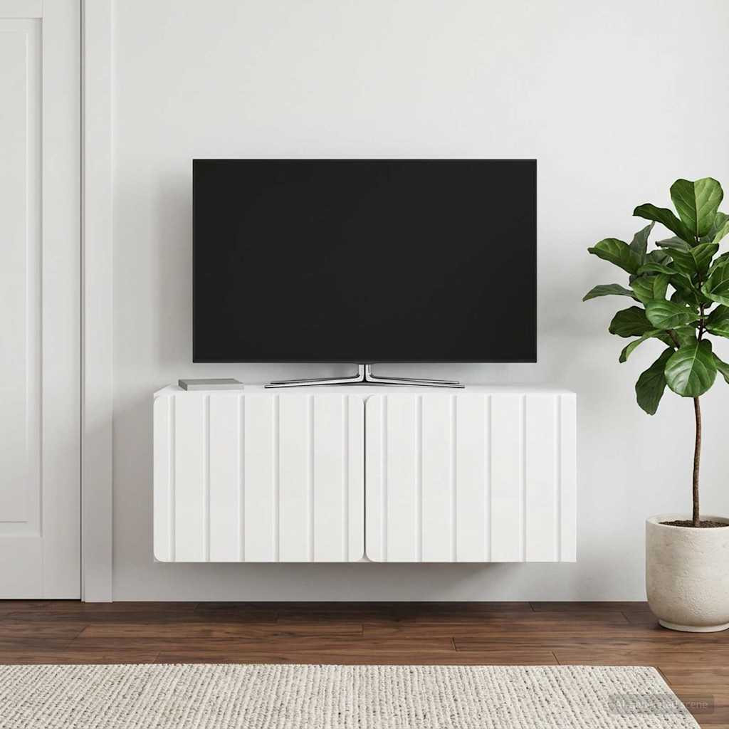 vidaXL Wandmontierter TV-Schrank 78,5 x 31 x 30 cm Hochglanz Weiß