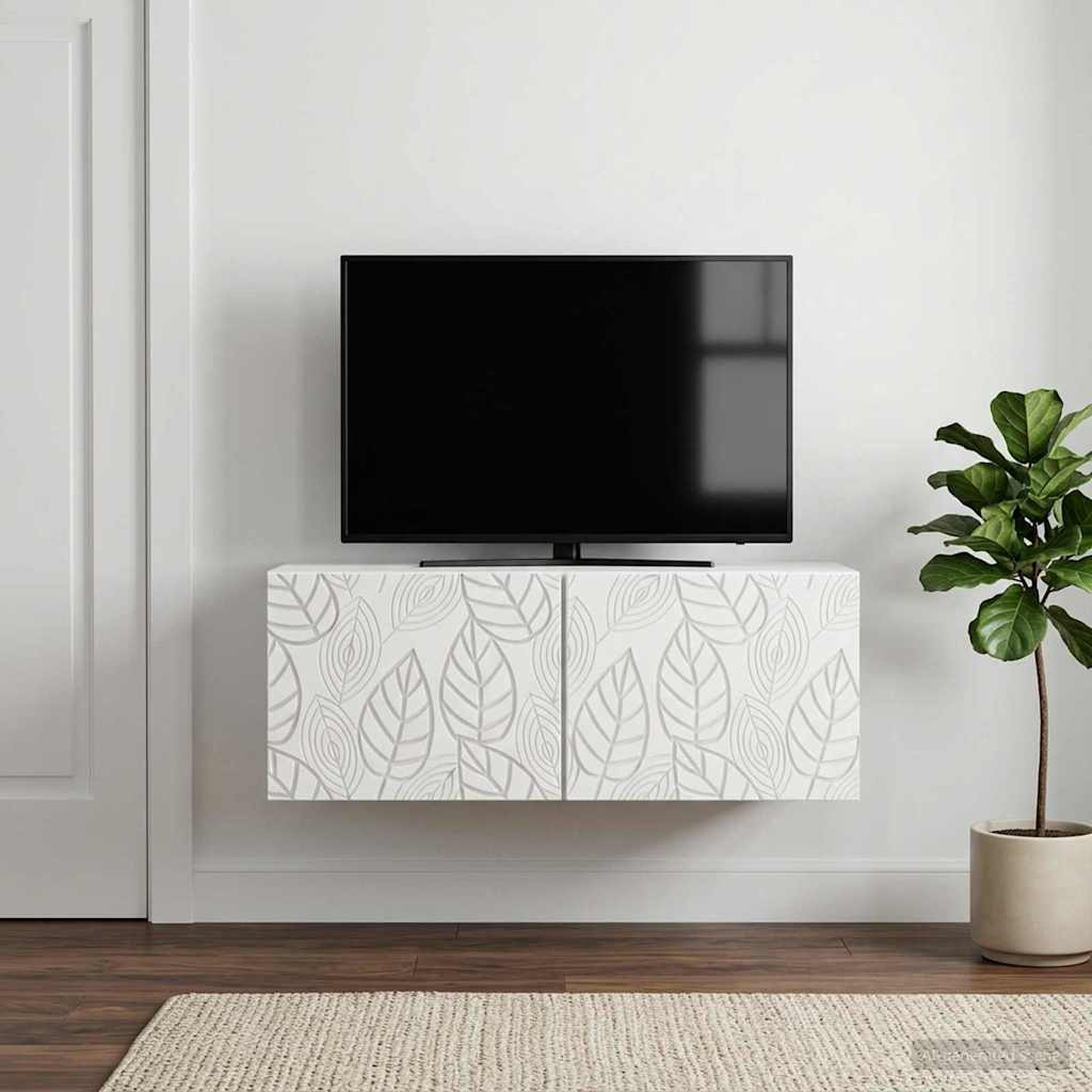 vidaXL Wandmontierter TV-Schrank 59,5 x 41 x 30 cm Weiß Holzwerkstoff