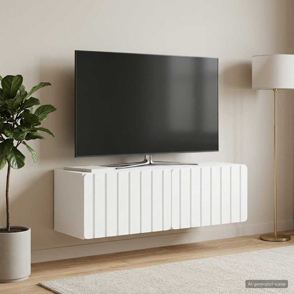 vidaXL Wandmontierter TV-Schrank 98 x 31 x 30 cm Weiß Holzwerkstoff