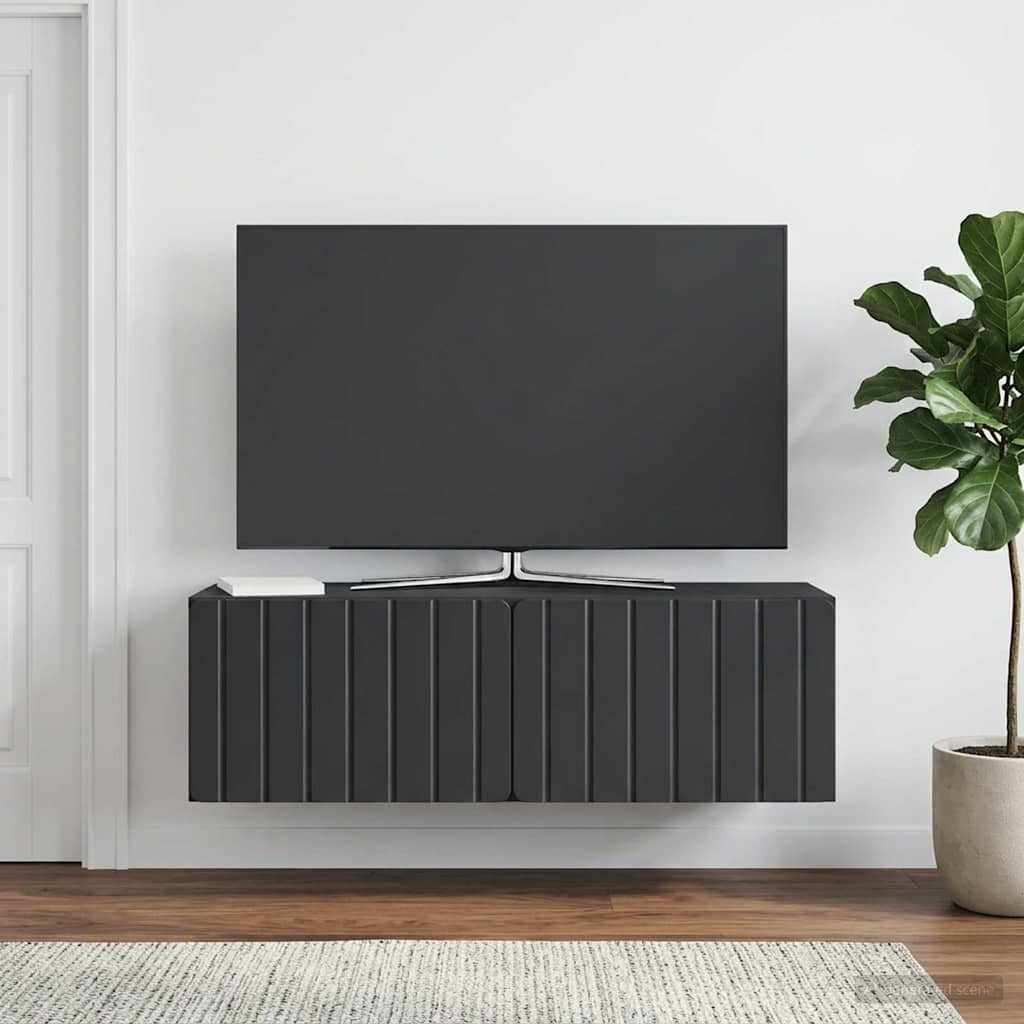 vidaXL Wandmontierter TV-Schrank 98 x 31 x 30 cm Schwarz Holzwerkstoff