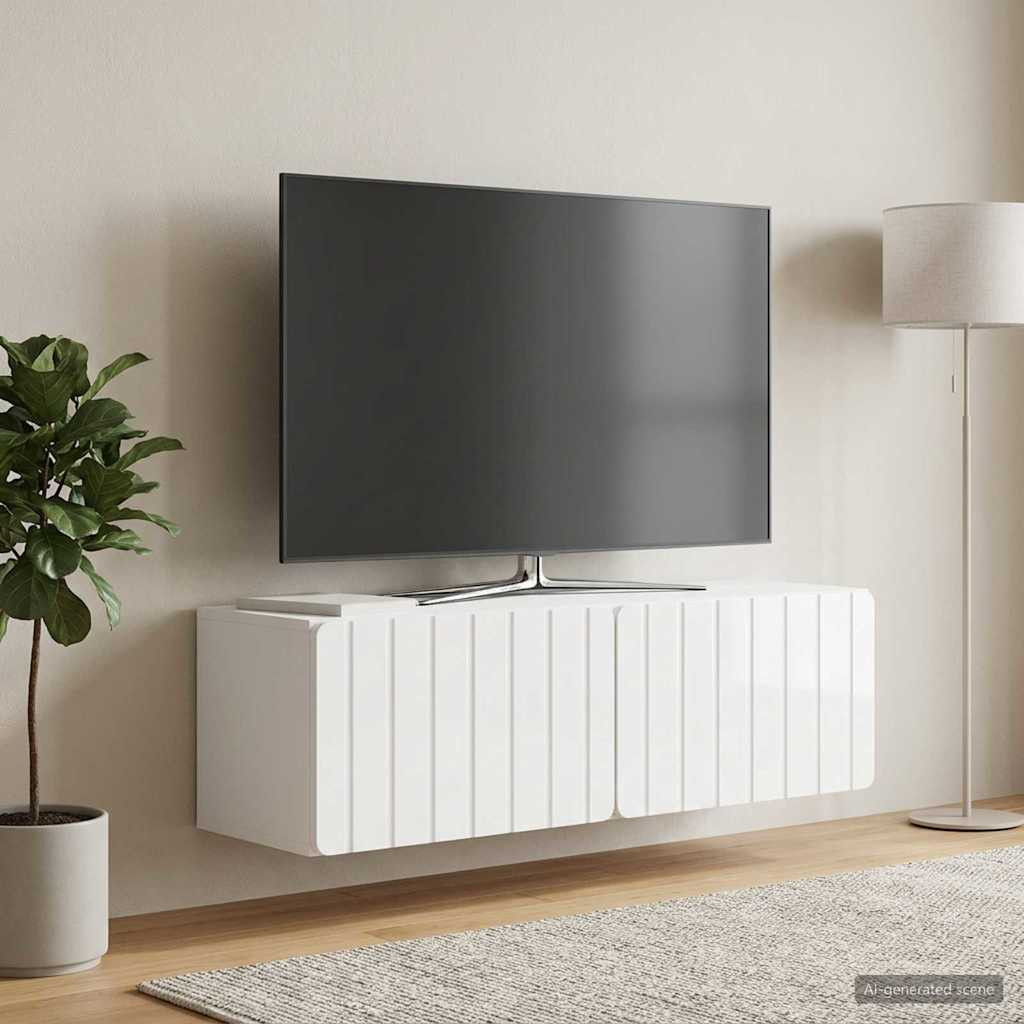 vidaXL Wandmontierter TV-Schrank 98 x 31 x 30 cm Hochglanz Weiß