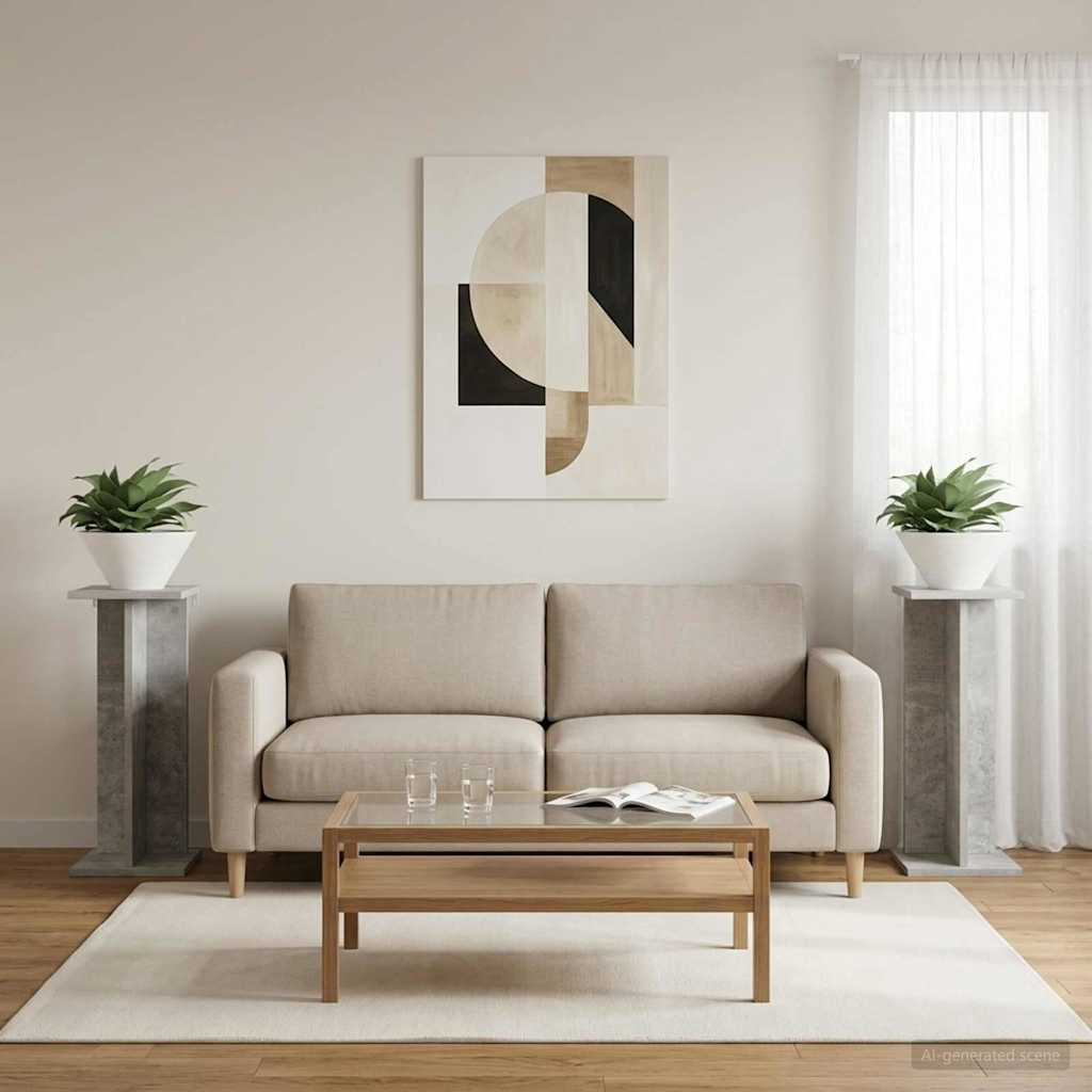 vidaXL Pflanzenständer 2 stk. Betongrau 25 x 25,5 x 60,5 cm
