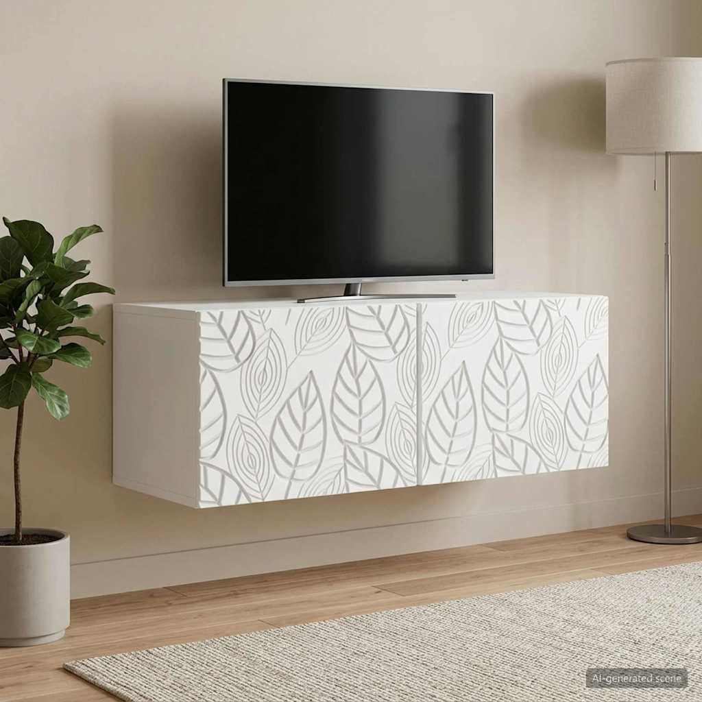 vidaXL Wandmontierter TV-Schrank 78,5 x 41 x 30 cm Weiß Holzwerkstoff