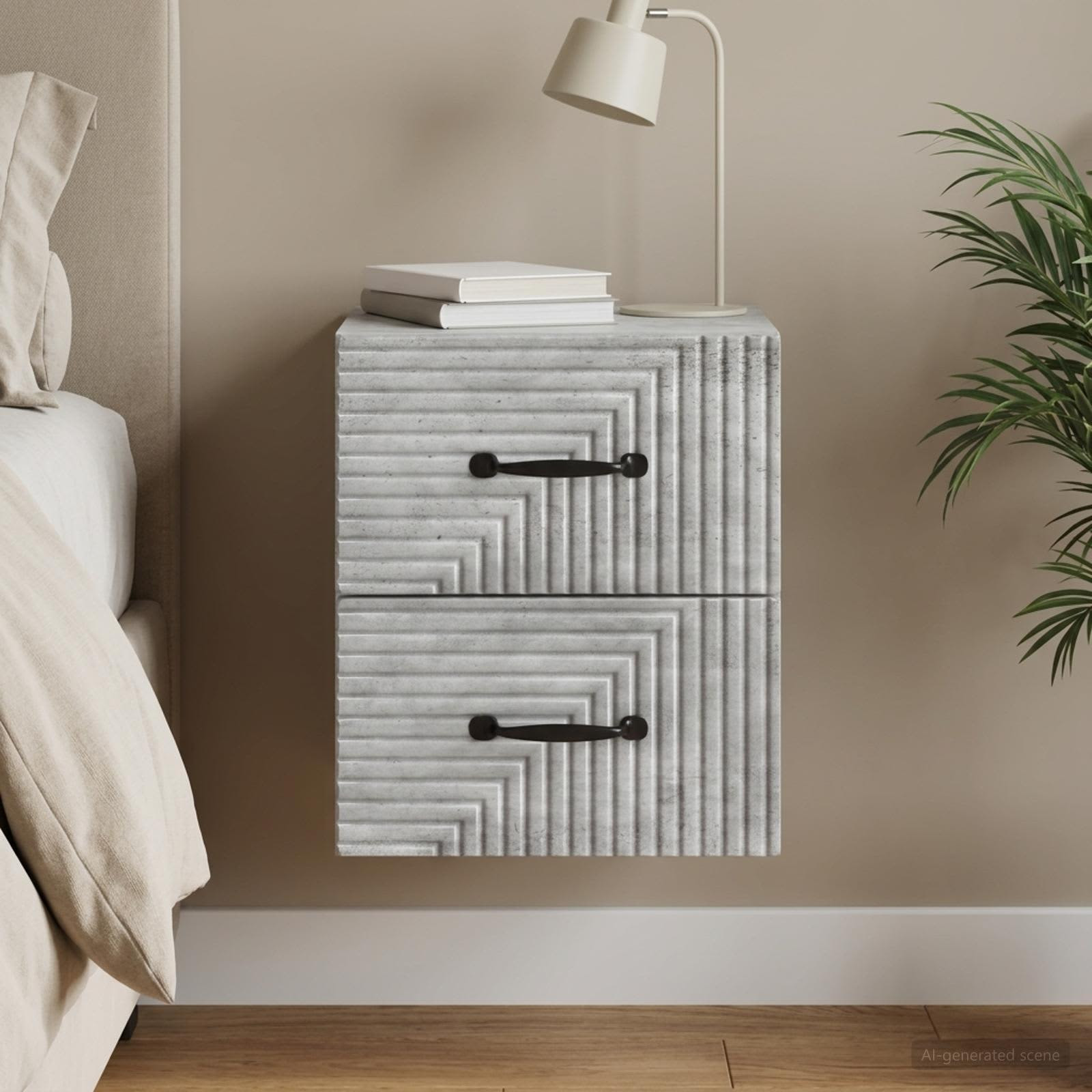 vidaXL Wandmontierter Nachttisch Betongrau 34,5 x 33 x 40 cm