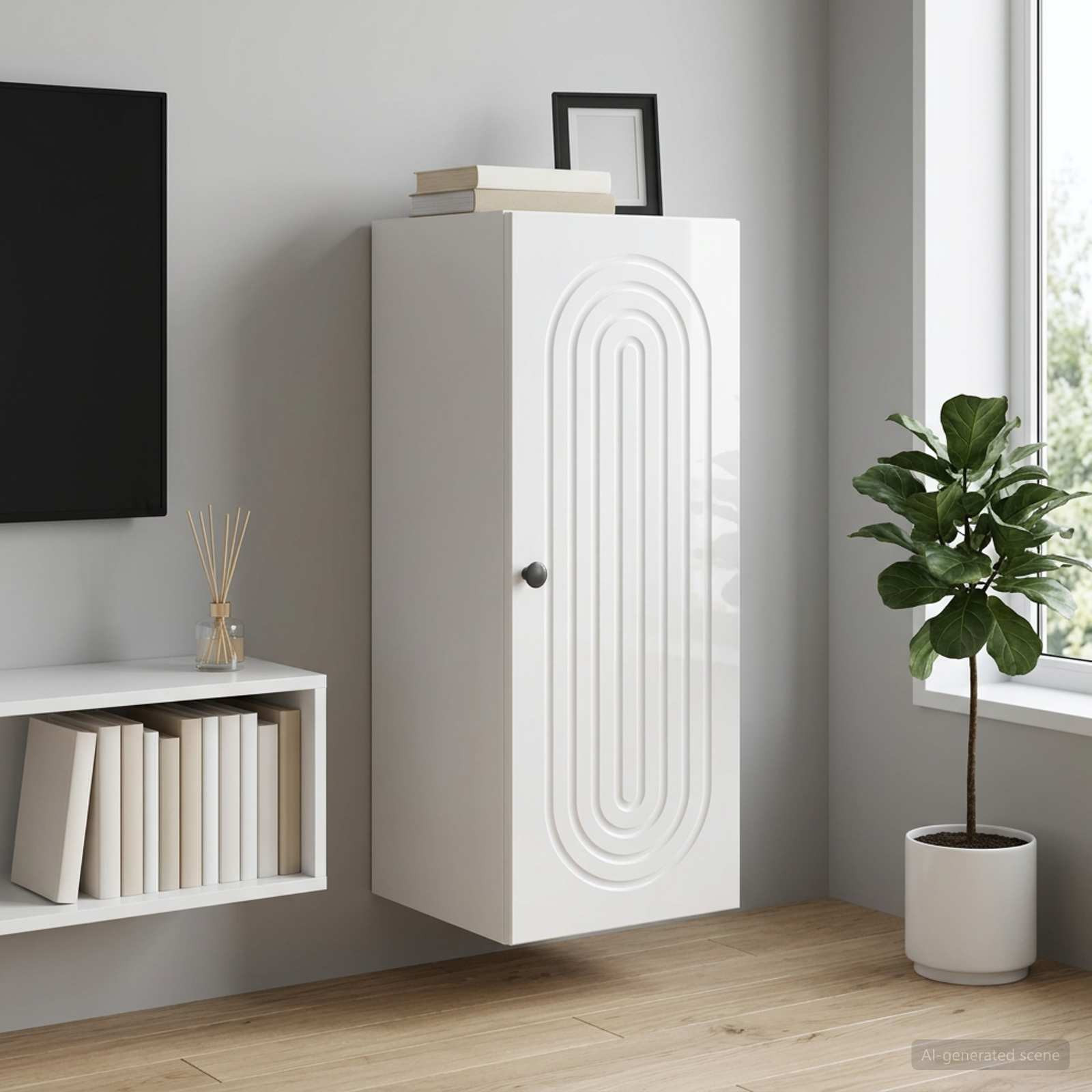 vidaXL Wandschrank Hochglanz Weiß 33 x 34,5 x 90 cm Holzwerkstoff