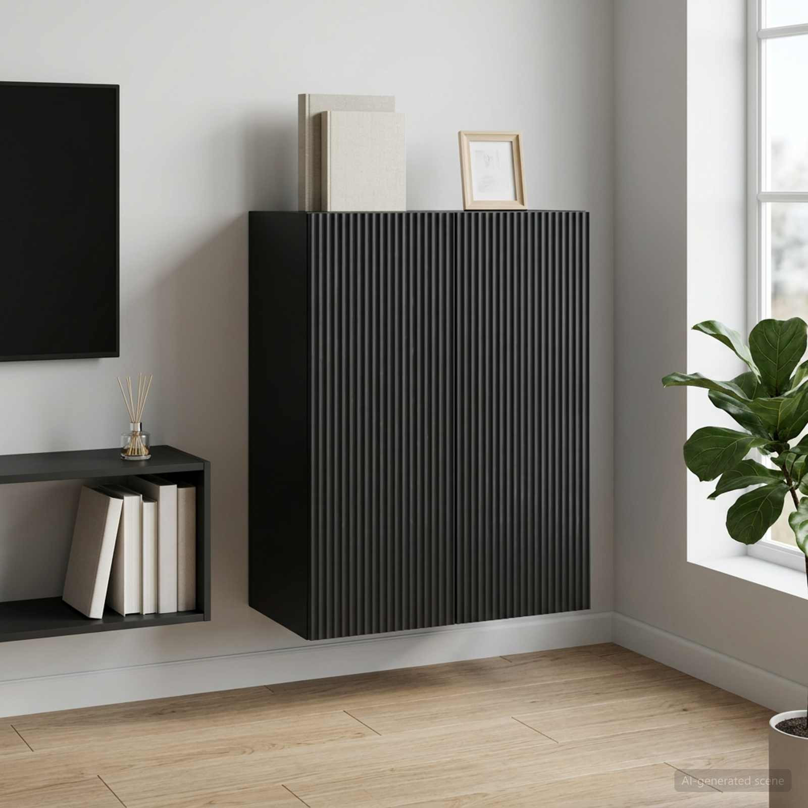 vidaXL Wandschrank Schwarz 66 x 34,5 x 90 cm Holzwerkstoff