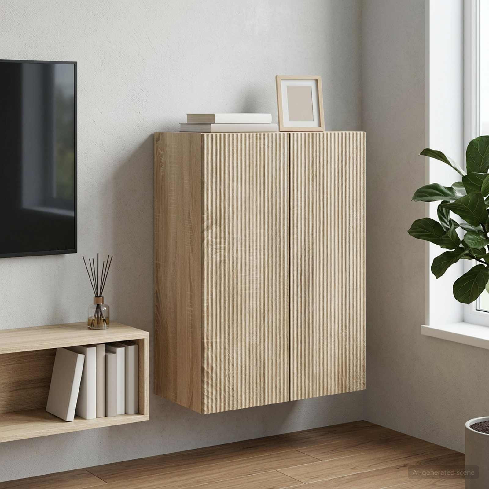 vidaXL Wandschrank Sonoma-Eiche 66 x 34,5 x 90 cm Holzwerkstoff