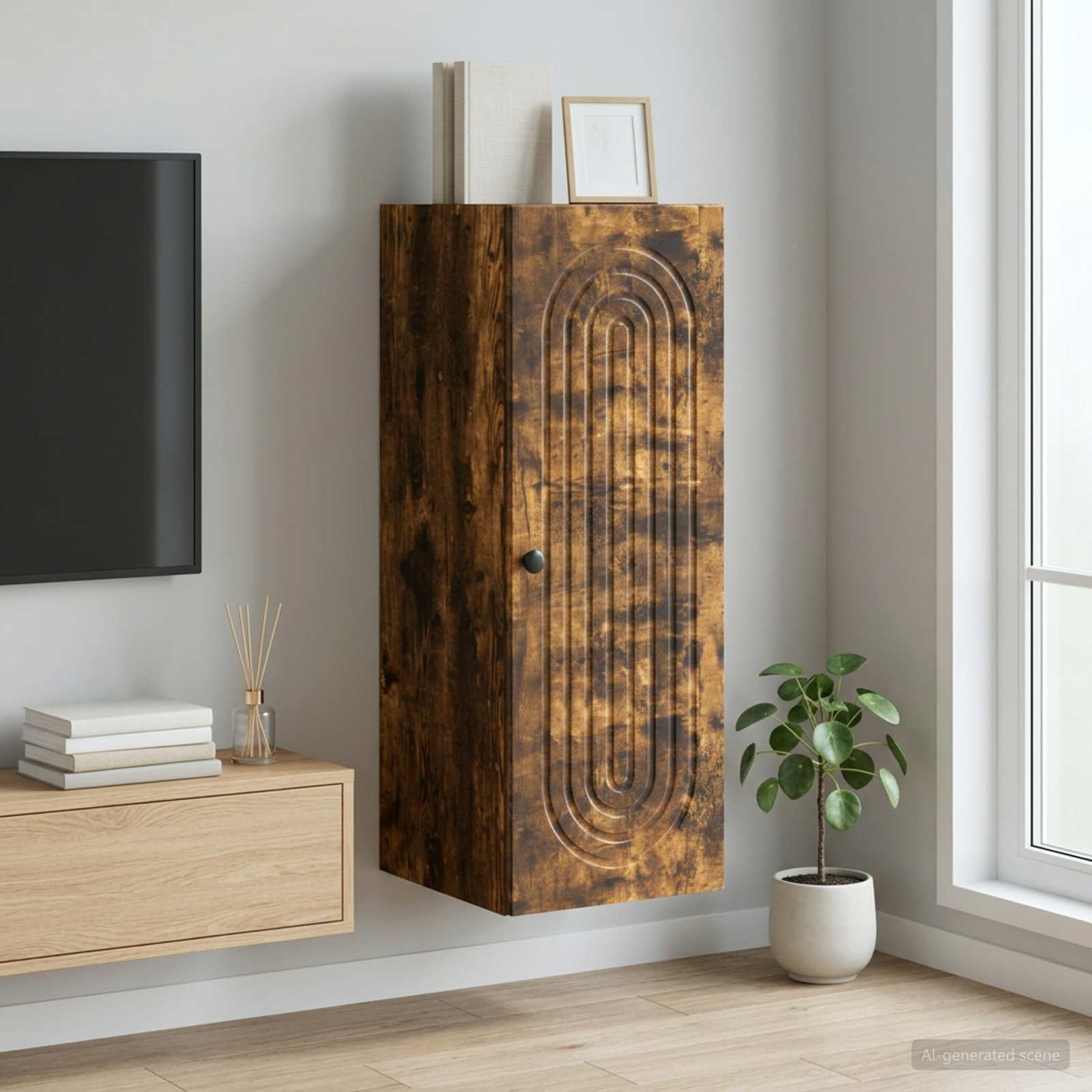 vidaXL Wandschrank Geräucherte Eiche 33 x 34,5 x 90 cm Holzwerkstoff