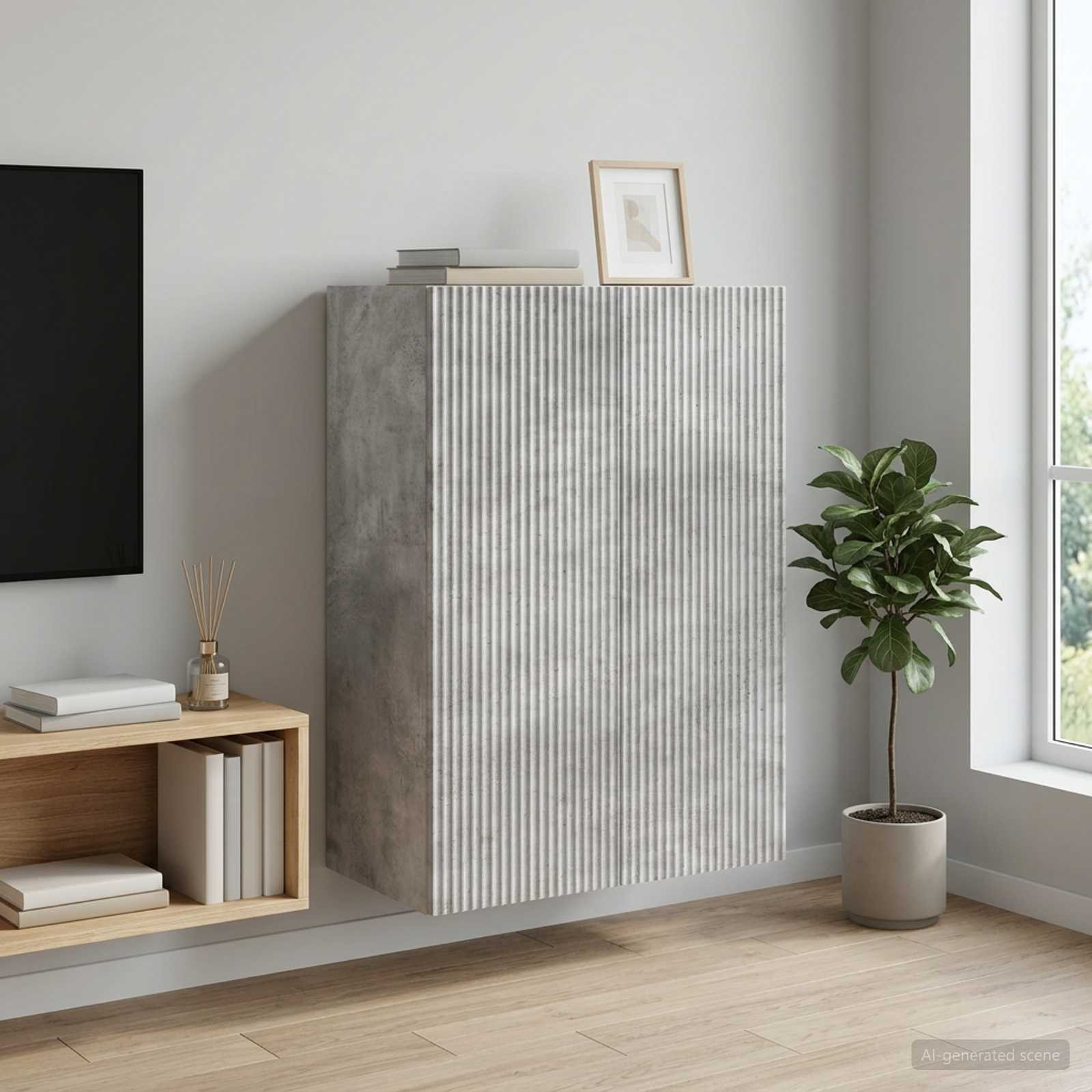 vidaXL Wandschrank Betongrau 66 x 34,5 x 90 cm Holzwerkstoff