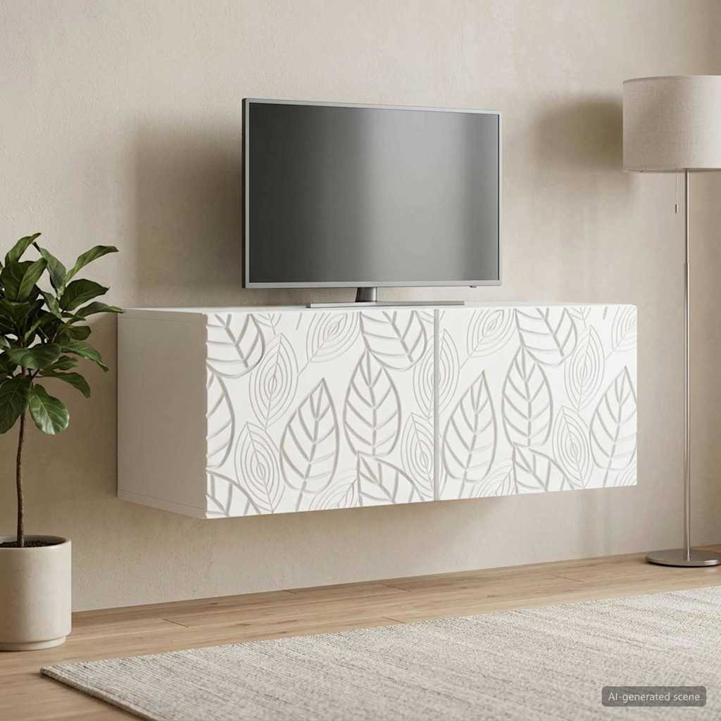 vidaXL Wandmontierter TV-Schrank 98 x 41 x 30 cm Weiß Holzwerkstoff