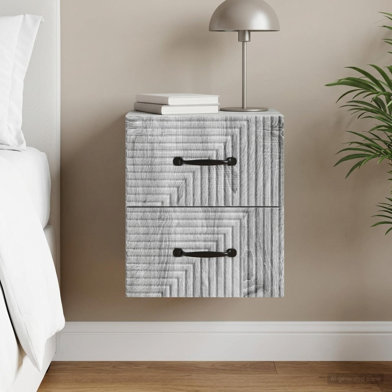 vidaXL Wandmontierter Nachttisch Graues Sonoma 34,5 x 33 x 40 cm