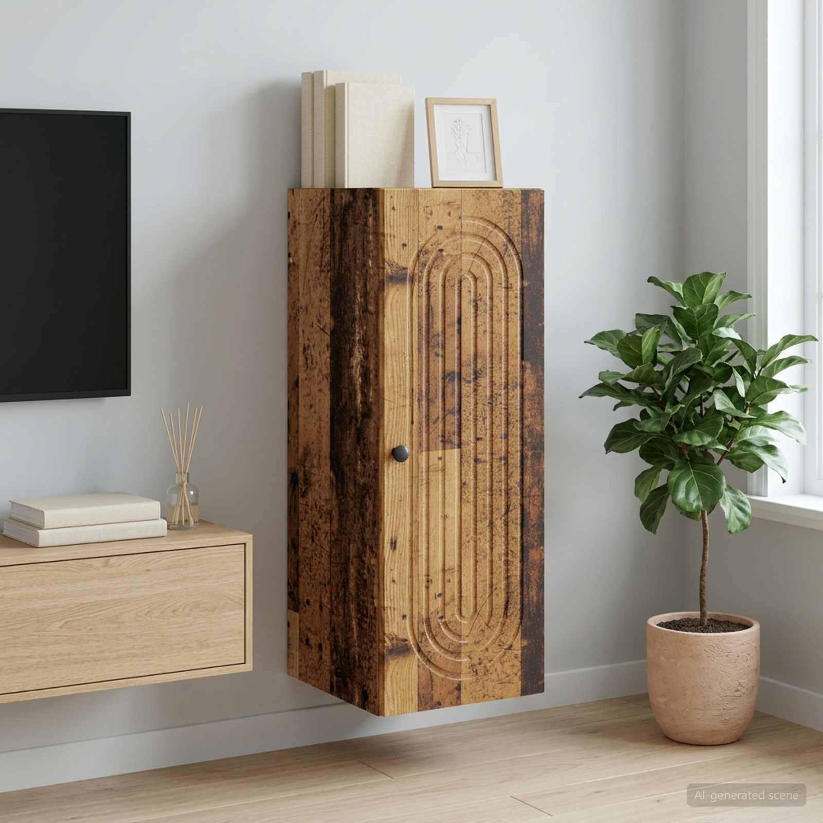 vidaXL Wandschrank Altholz 33 x 34,5 x 90 cm Holzwerkstoff