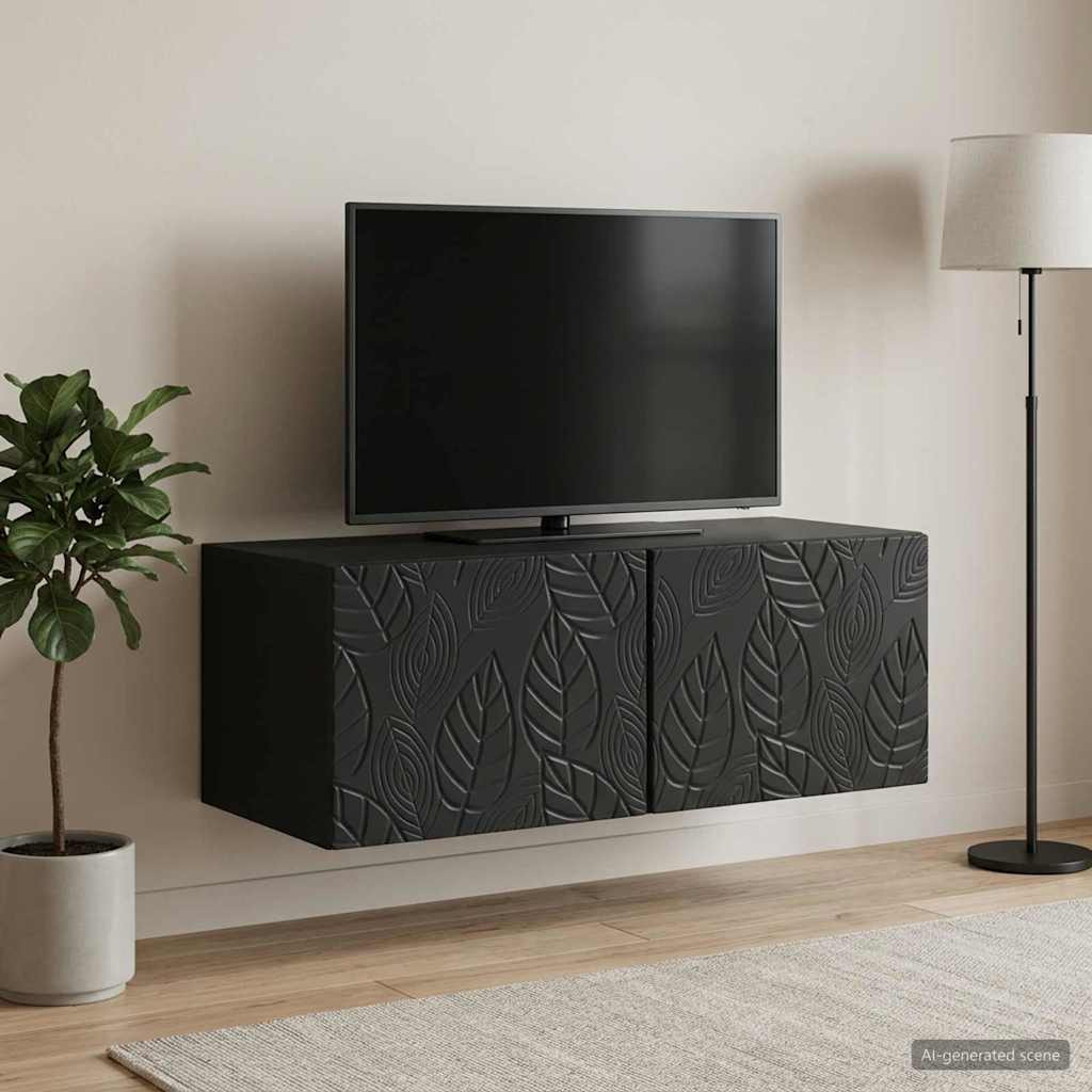 vidaXL Wandmontierter TV-Schrank 98 x 41 x 30 cm Schwarz Holzwerkstoff
