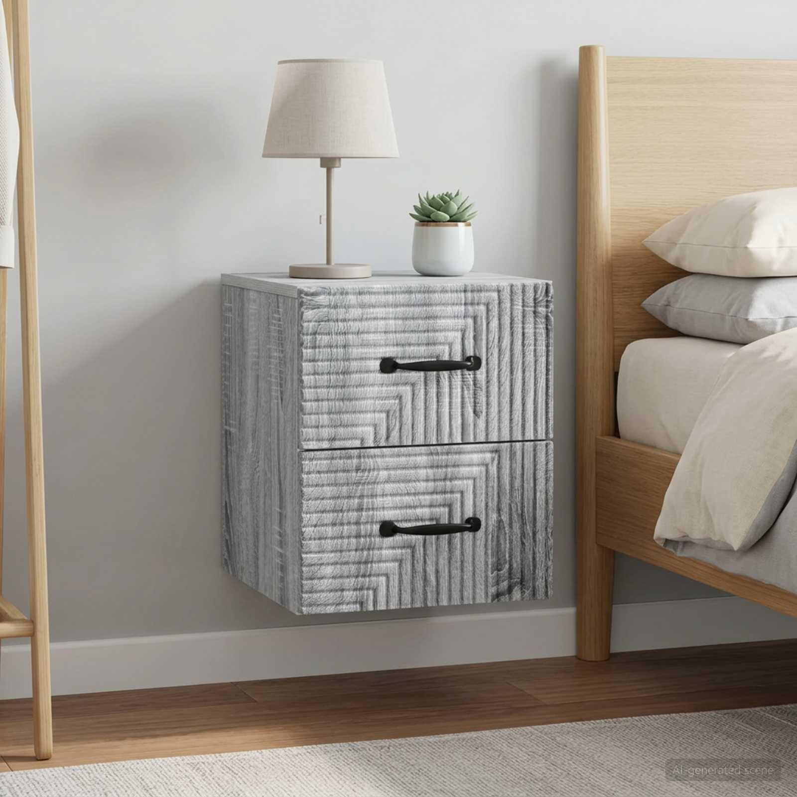 vidaXL Wandmontierter Nachttisch 2 pcs Graues Sonoma 34,5 x 33 x 40 cm