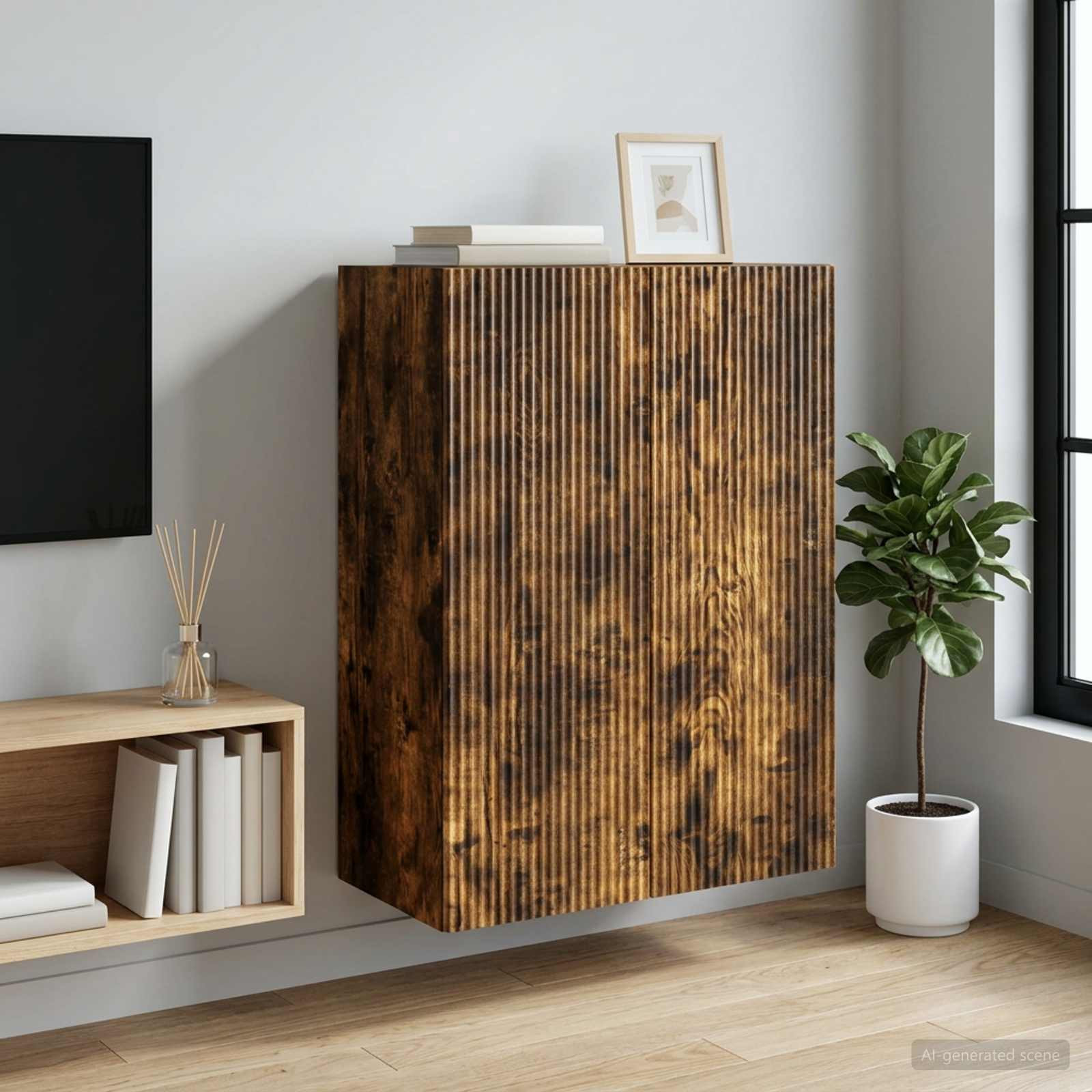 vidaXL Wandschrank Geräucherte Eiche 66 x 34,5 x 90 cm Holzwerkstoff