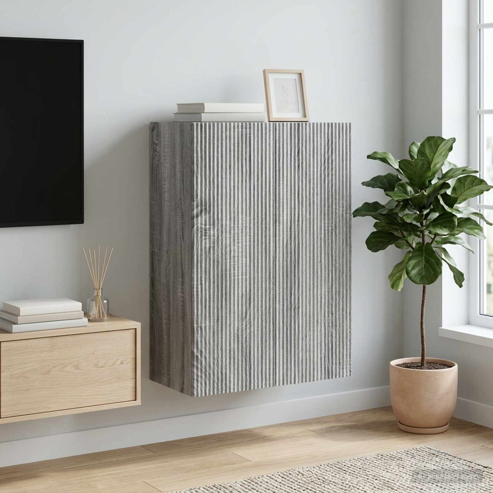 vidaXL Wandschrank Grau Sonoma 66 x 34,5 x 90 cm Holzwerkstoff
