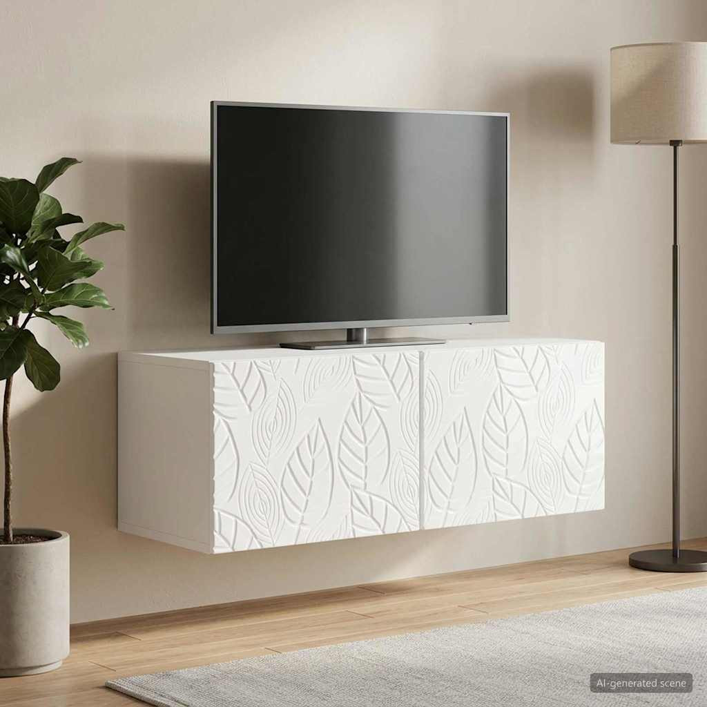 vidaXL Wandmontierter TV-Schrank 98 x 41 x 30 cm Hochglanz Weiß