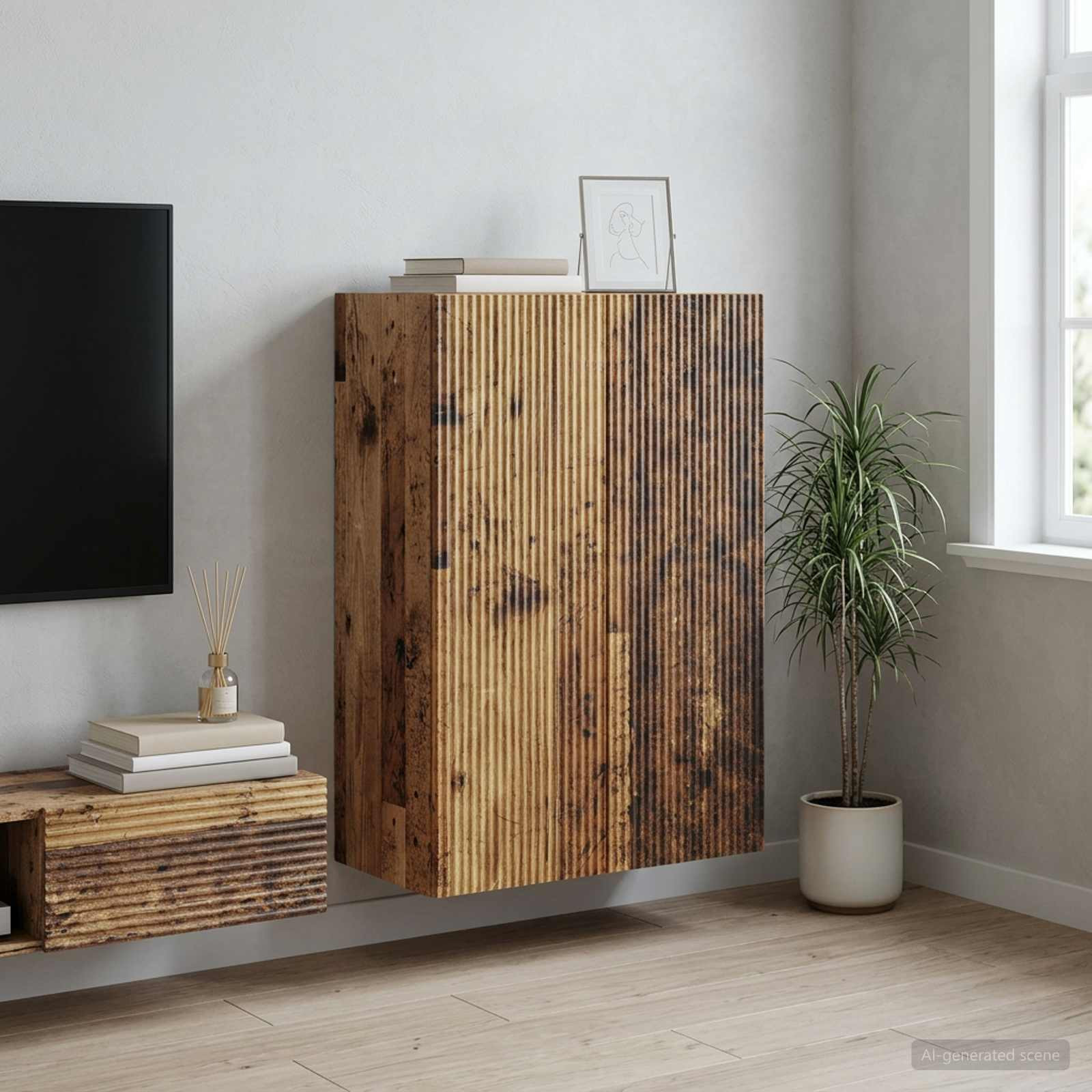 vidaXL Wandschrank Altholz 66 x 34,5 x 90 cm Holzwerkstoff