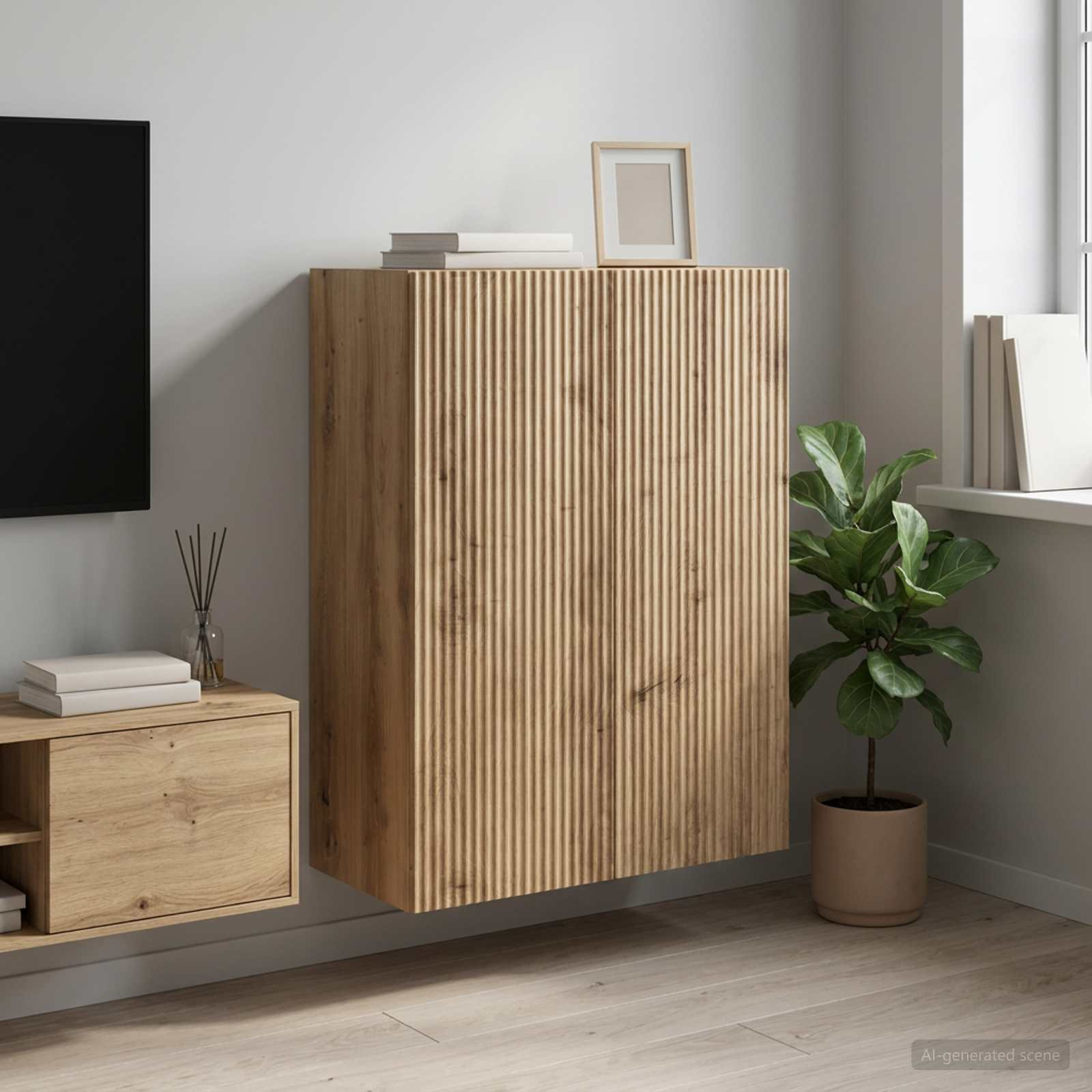 vidaXL Wandschrank 66 x 34,5 x 90 cm Holzwerkstoff Artisan-Eiche