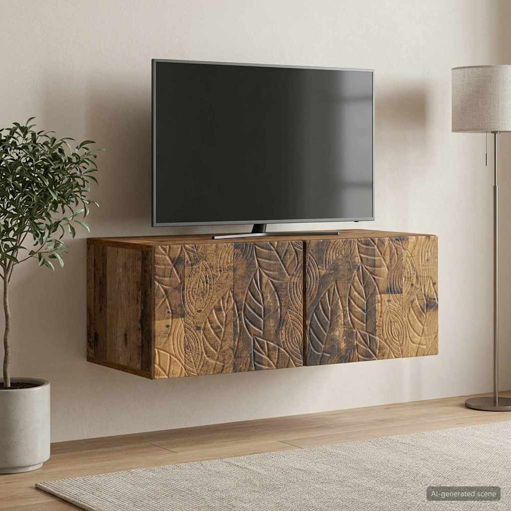 vidaXL Wandmontierter TV-Schrank 98 x 41 x 30 cm Altholz Holzwerkstoff