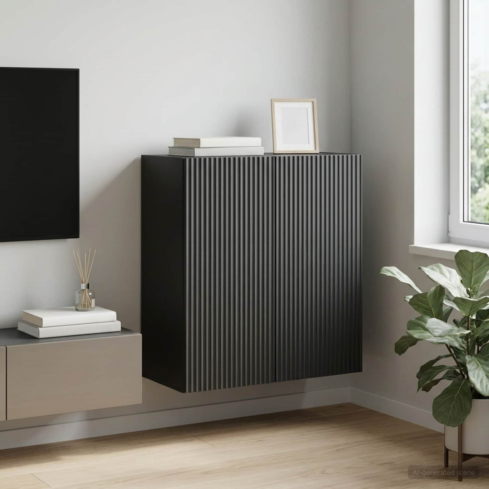 vidaXL Wandschrank Schwarz 59 x 31 x 60 cm Holzwerkstoff