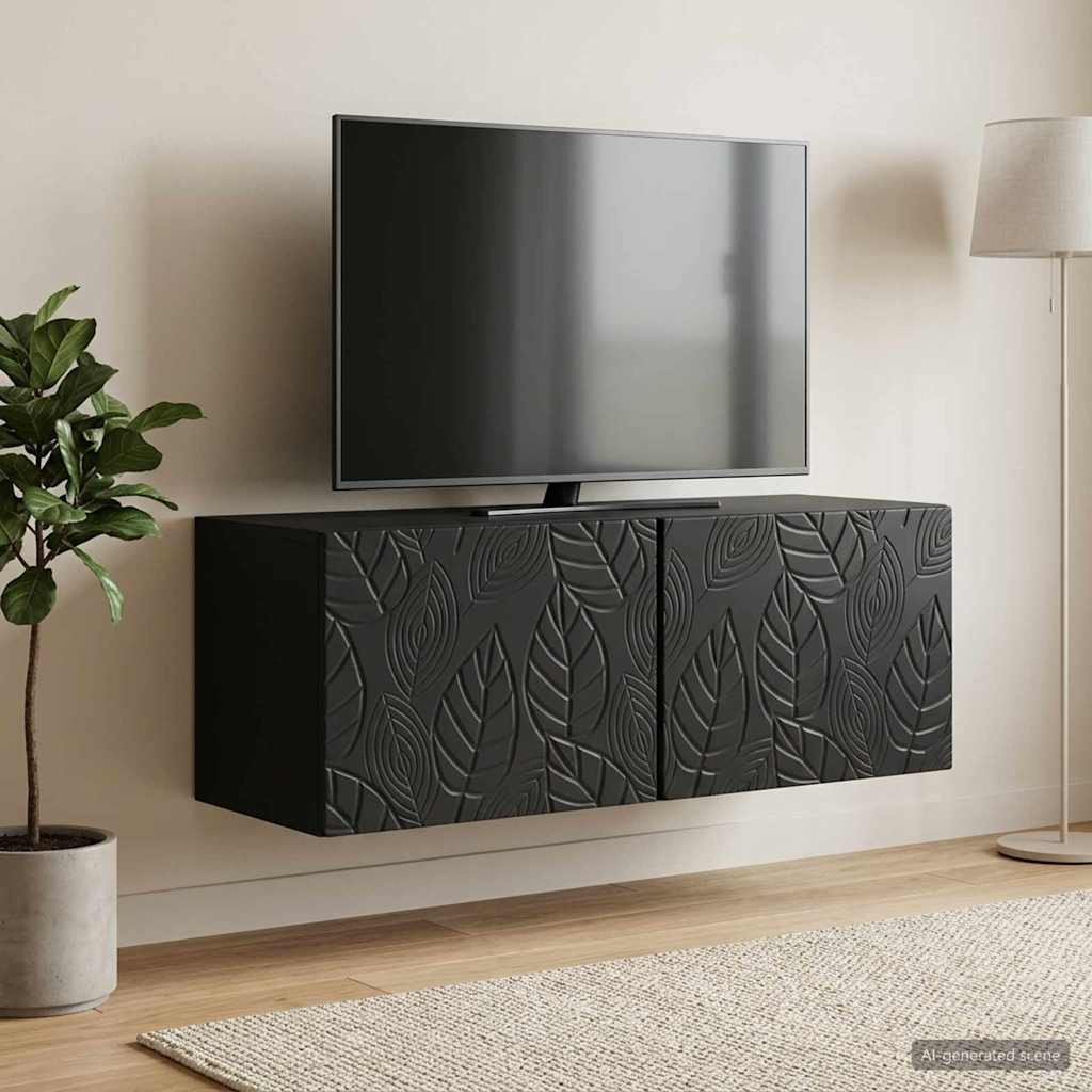 vidaXL Wandmontierter TV-Schrank 59,5 x 31 cm Schwarz Holzwerkstoff