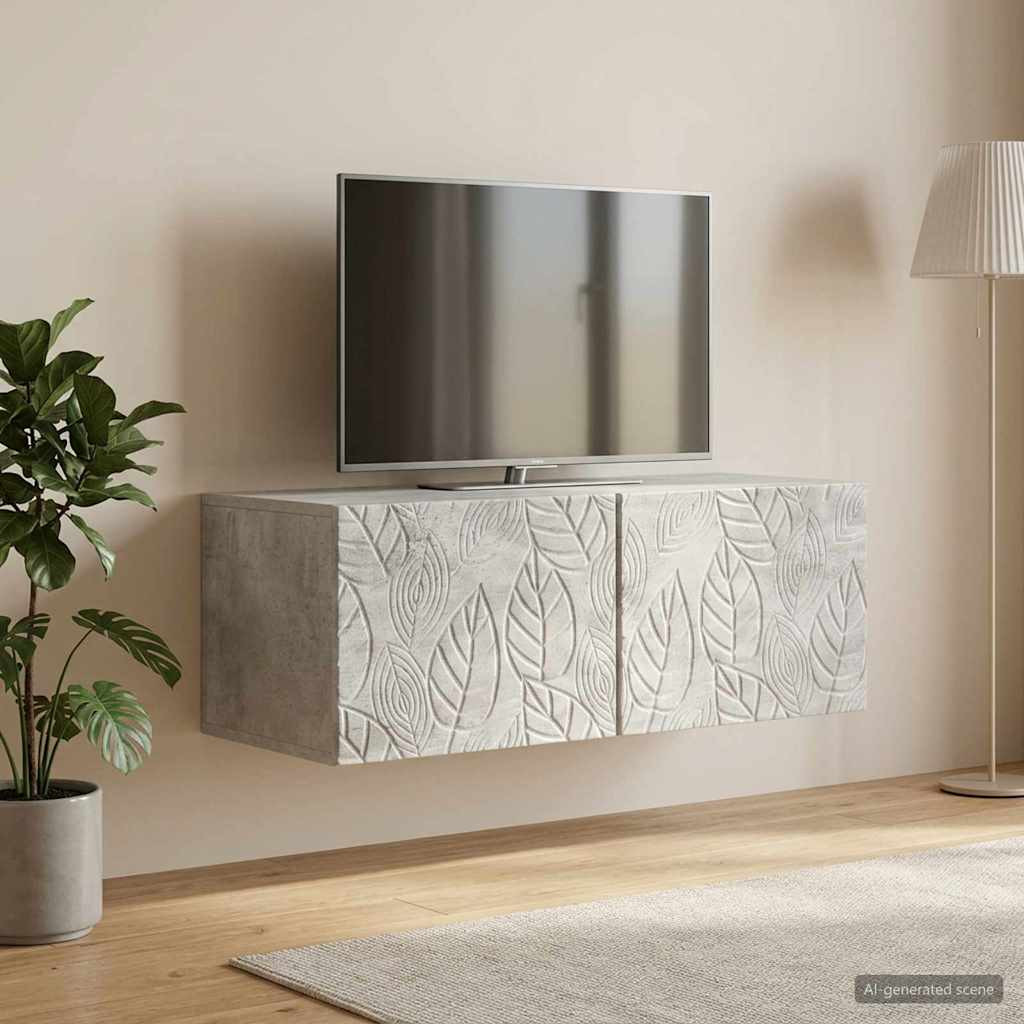 vidaXL Wandmontierter TV-Schrank 59,5 x 31 cm Betongrau Holzwerkstoff