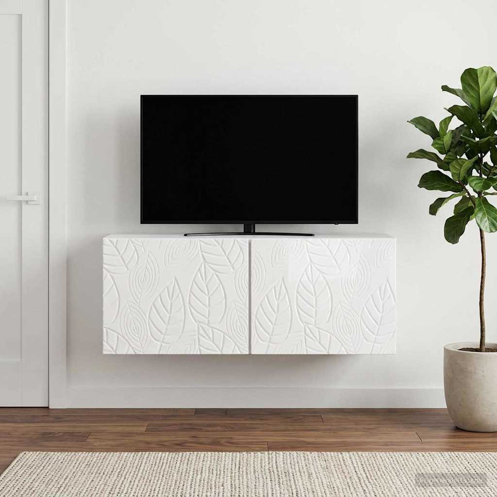 vidaXL Wandmontierter TV-Schrank 59,5 x 31 cm Hochglanz Weiß