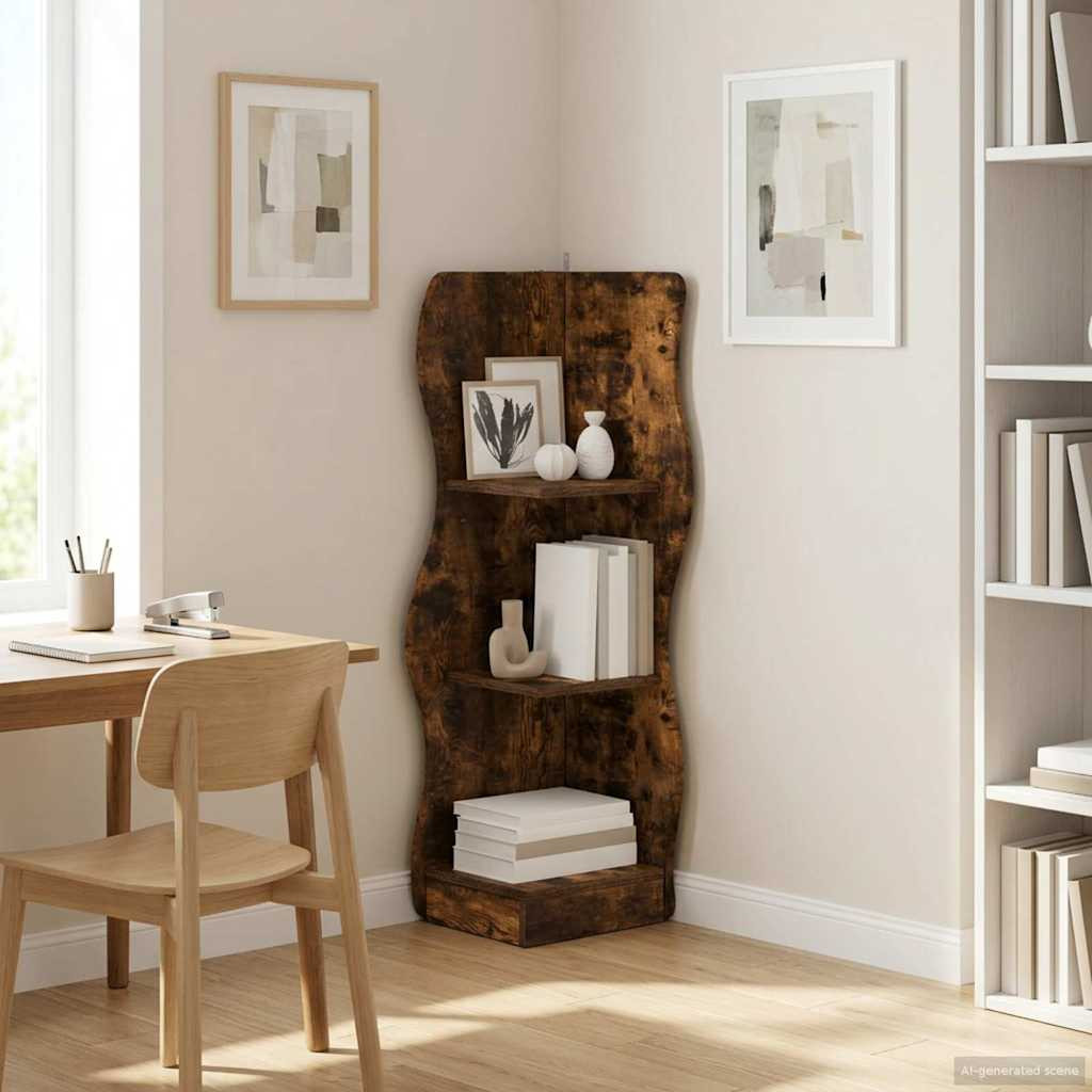 vidaXL Eckregal Geräucherte Eiche 34 x 33 x 102 cm Holzwerkstoff