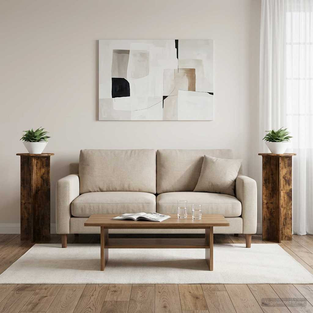 vidaXL Pflanzenständer 2 pcs Geräucherte Eiche Ø40 x 100 cm